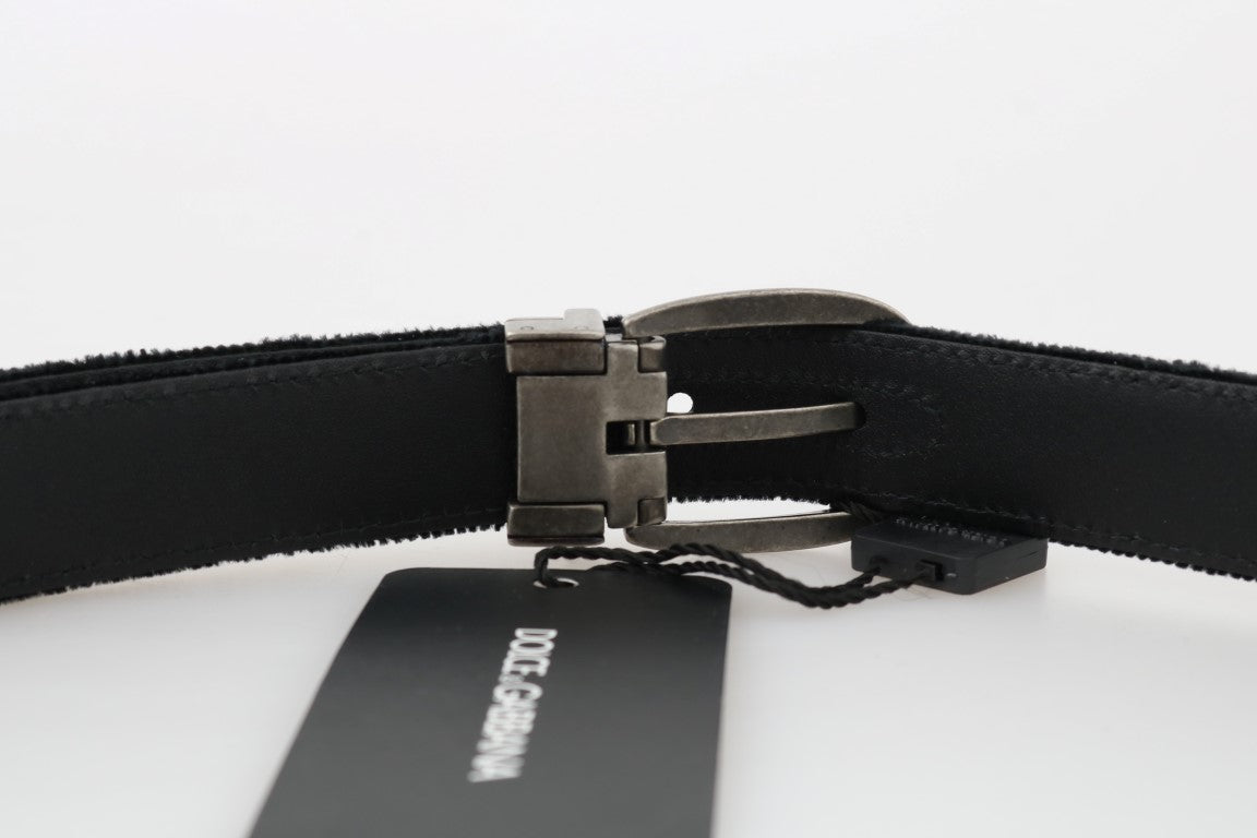 Elegant Black Cotton-Leather Men's Belt - ventzia