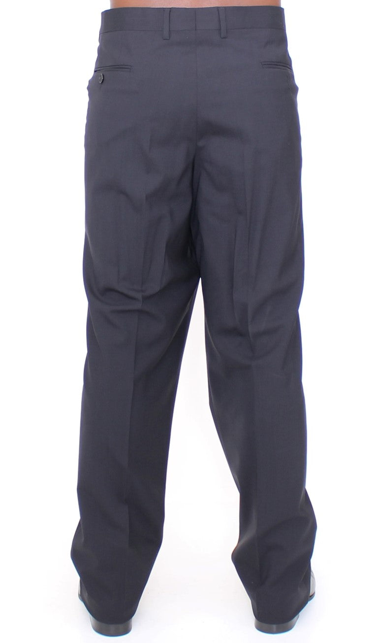 Elegant Pleated Black Wool Trousers - ventzia