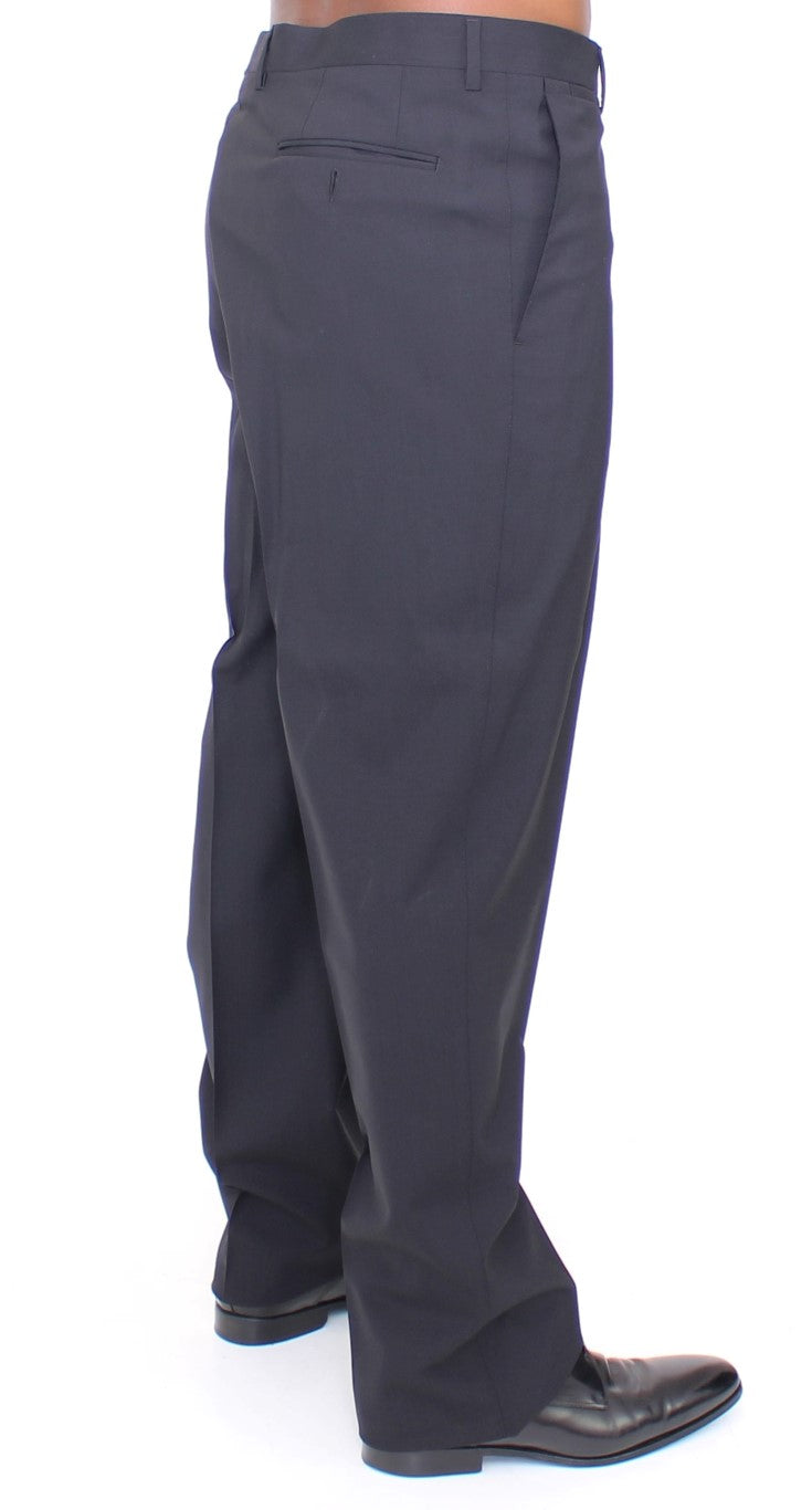 Elegant Pleated Black Wool Trousers - ventzia