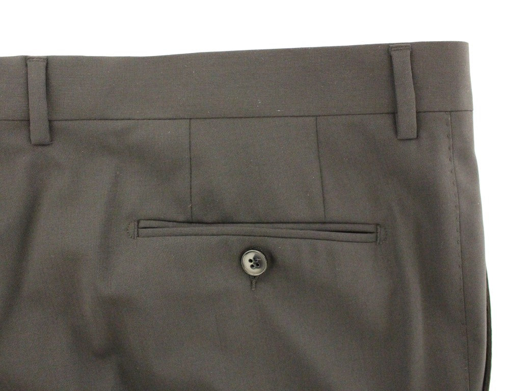 Elegant Pleated Black Wool Trousers - ventzia