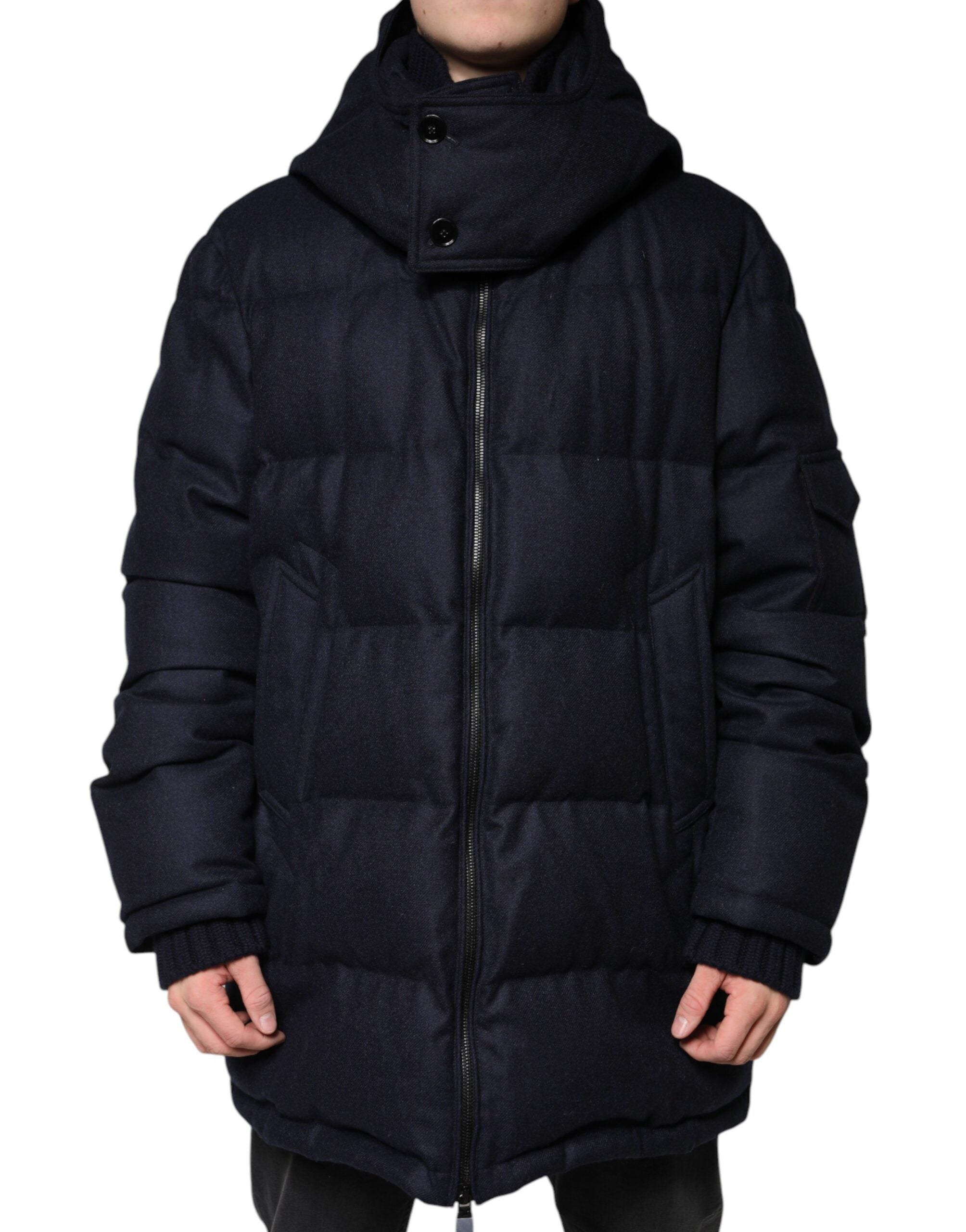 Black Nylon Hooded Puffer Men Coat Jacket - ventzia
