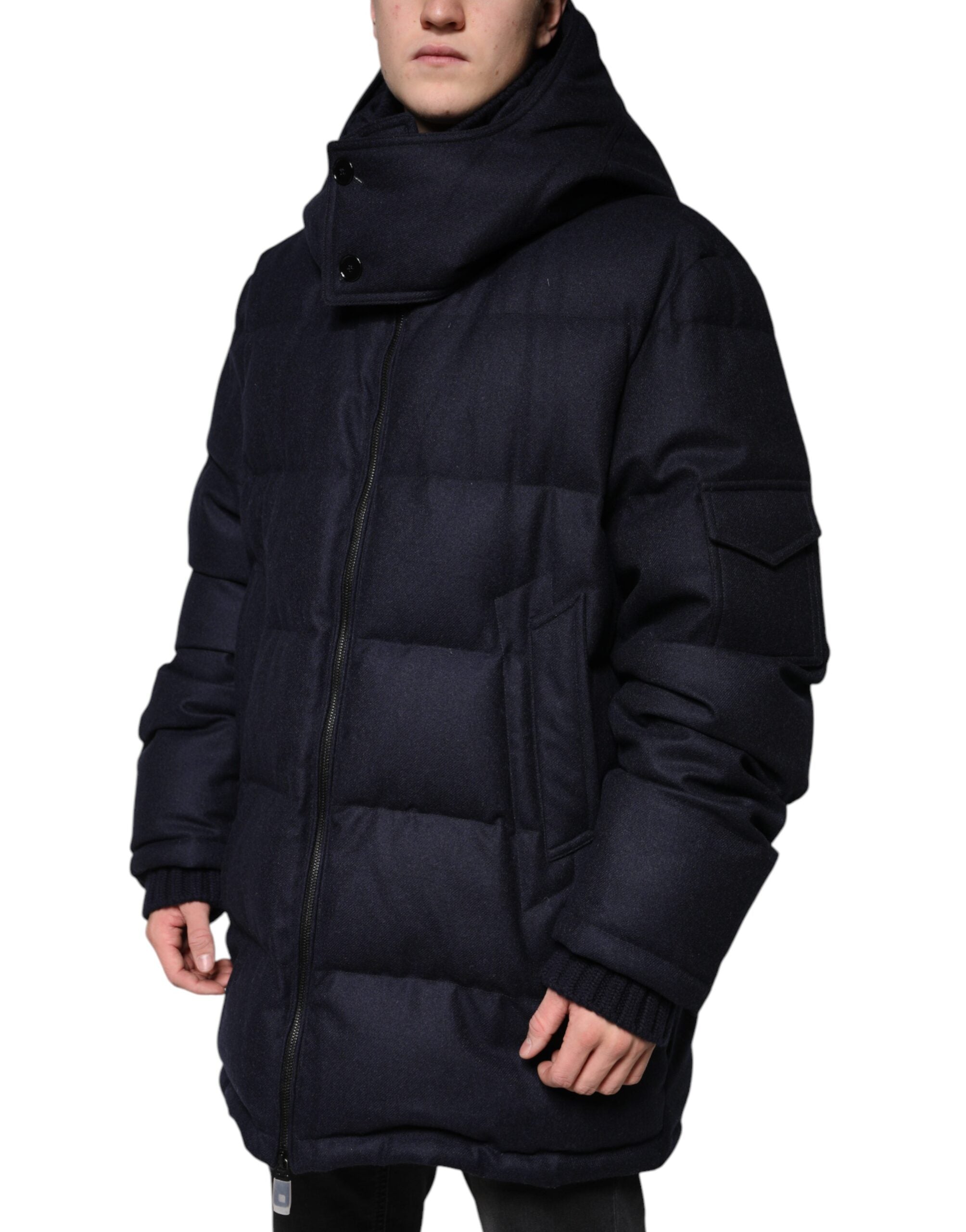 Black Nylon Hooded Puffer Men Coat Jacket - ventzia