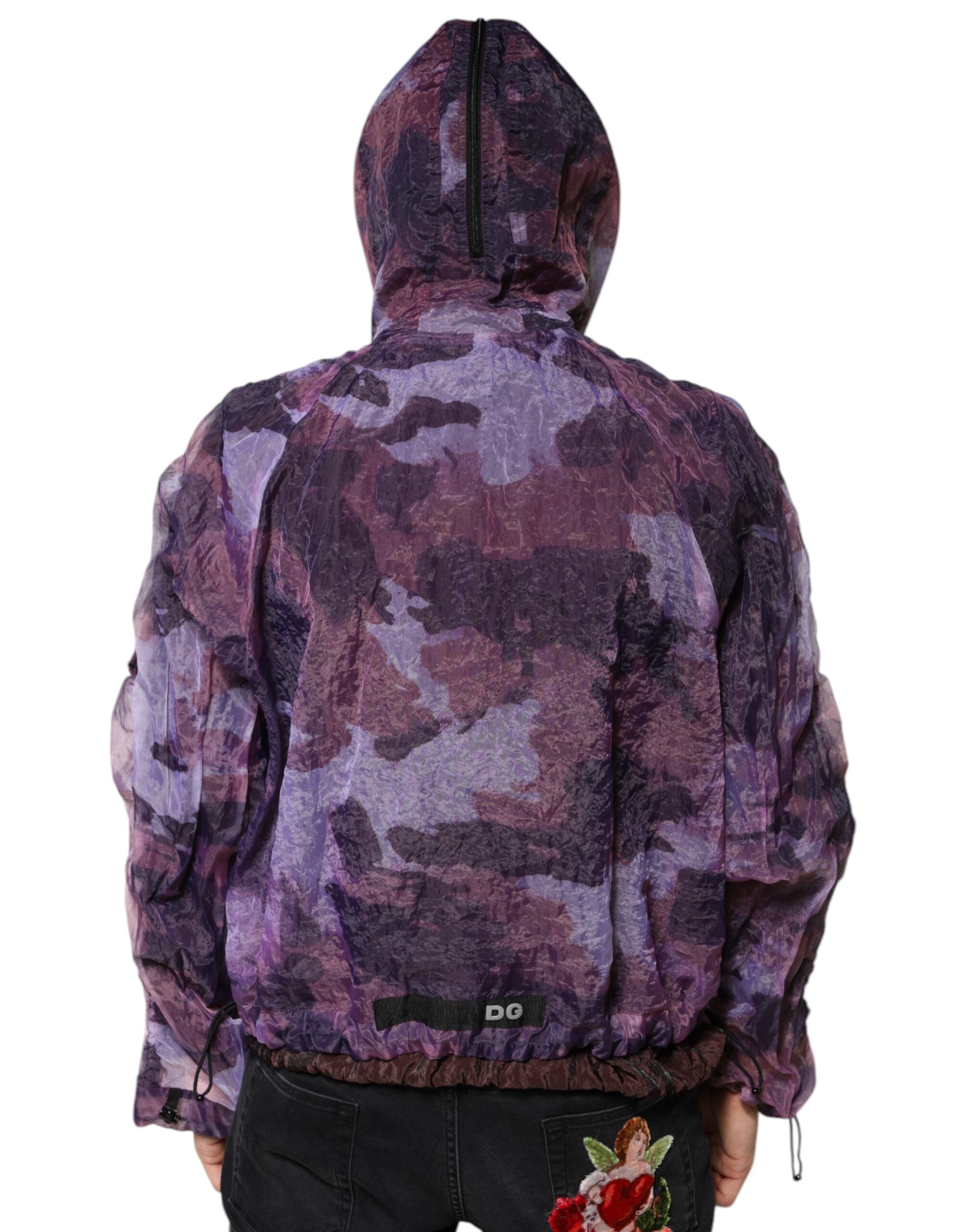 Purple Camouflage Hooded Men Blouson Jacket - ventzia