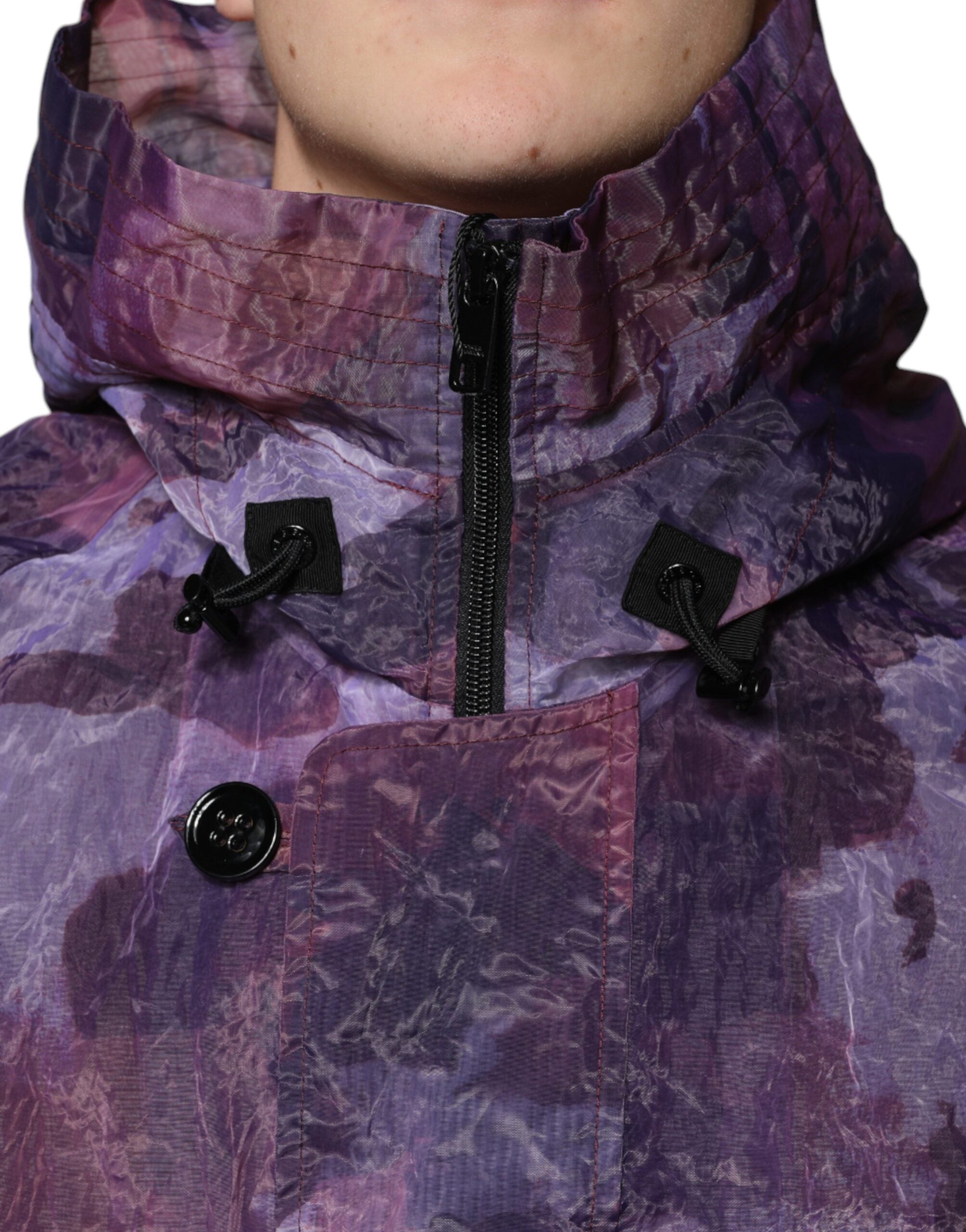 Purple Camouflage Hooded Men Blouson Jacket - ventzia