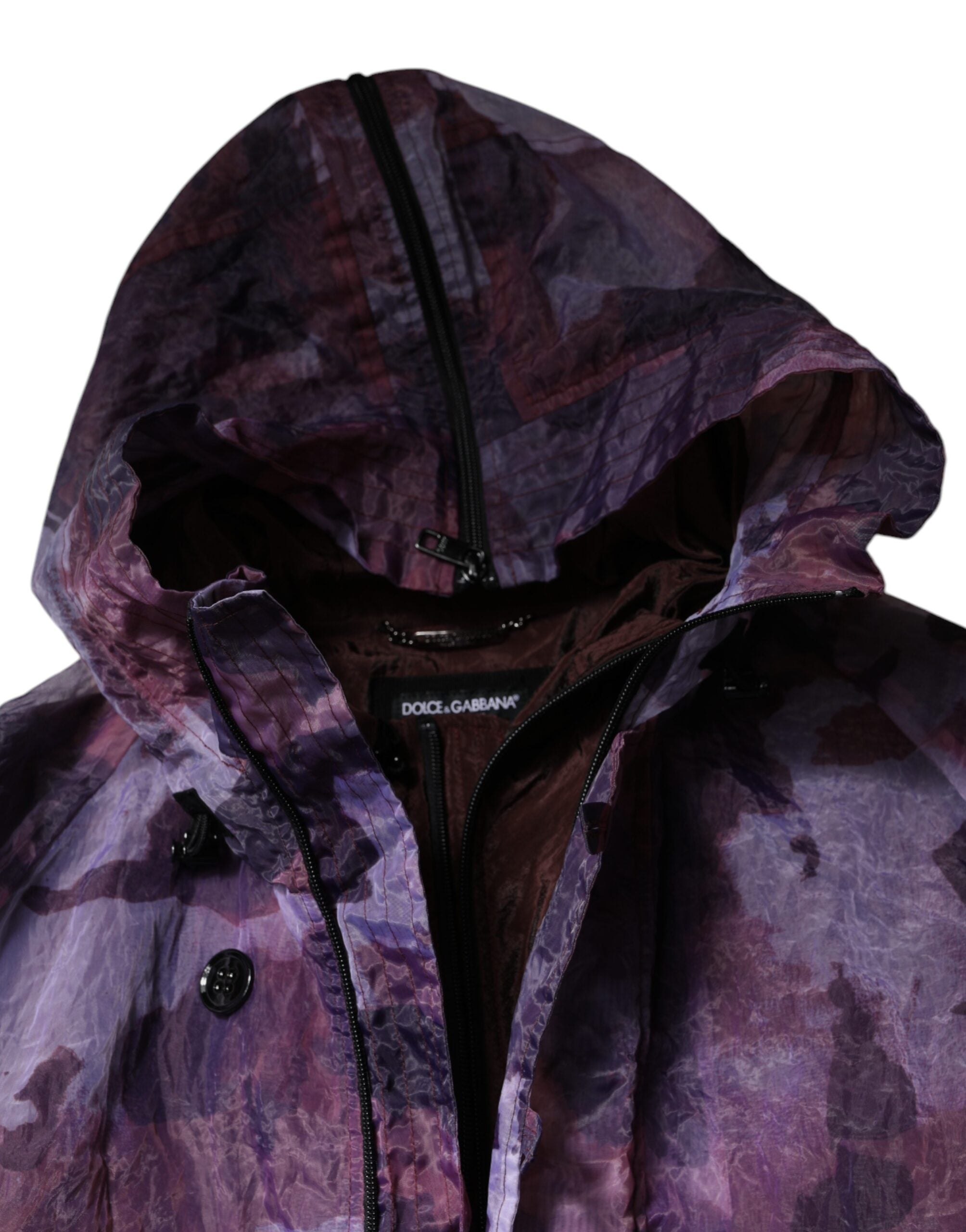 Purple Camouflage Hooded Men Blouson Jacket - ventzia