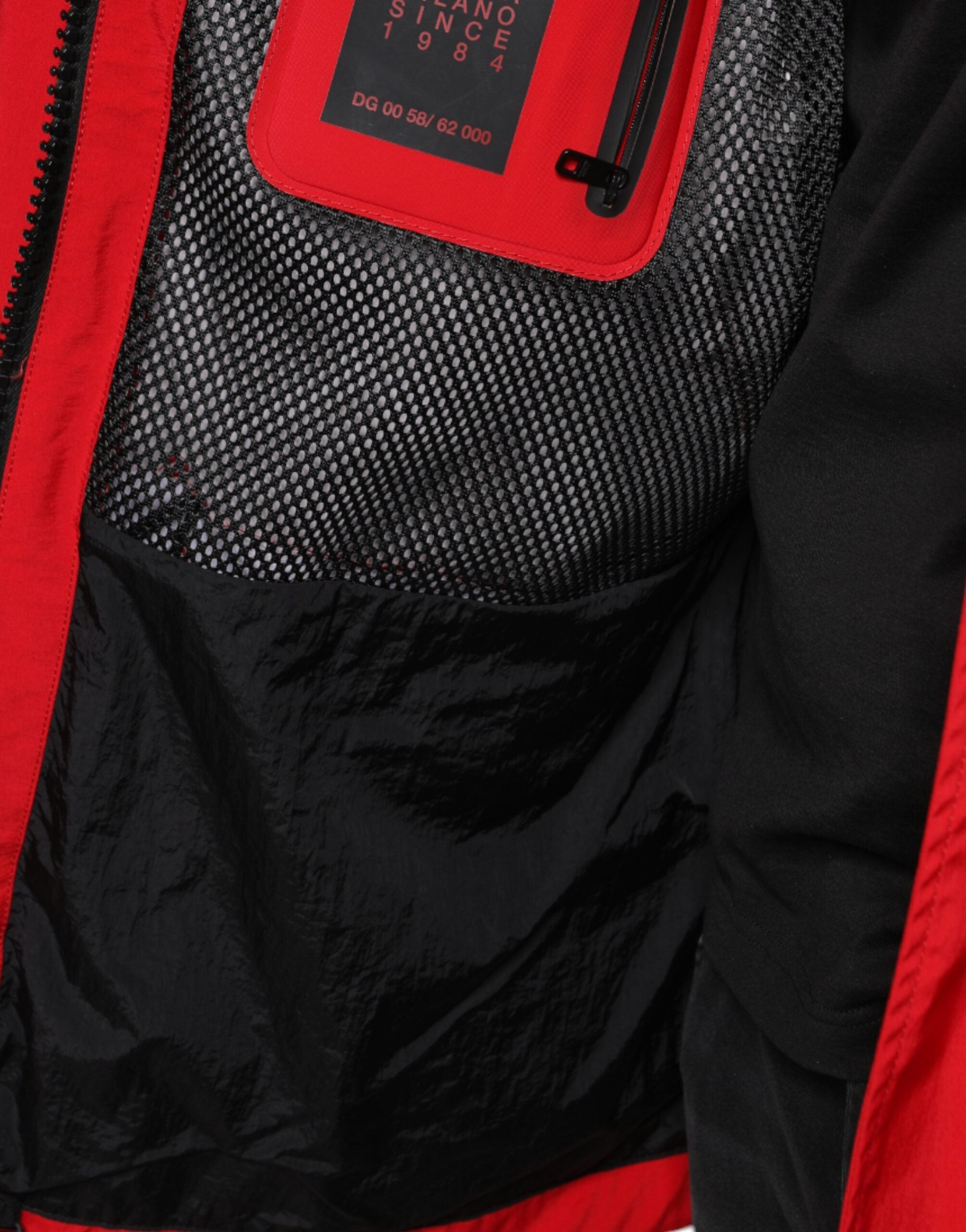 Red Nylon Hooded Men Full Zip Parka Jacket - ventzia