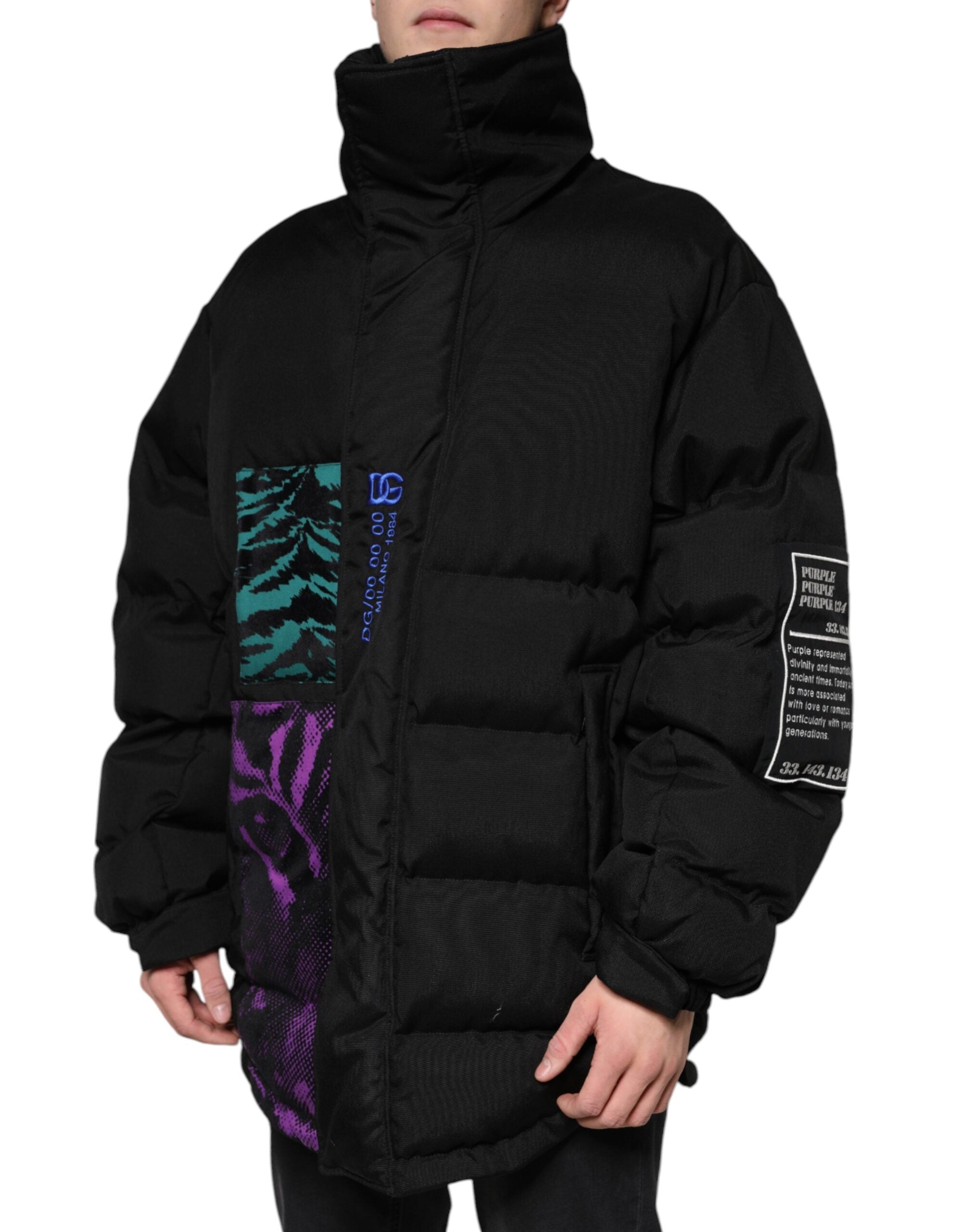 Black Nylon Puffer Men Full Zip Jacket - ventzia