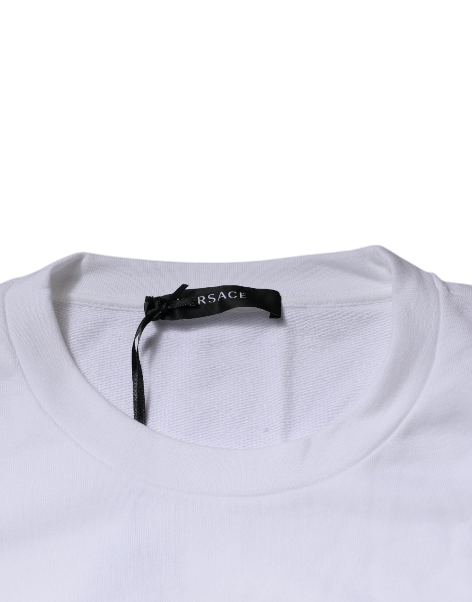 White Medusa Embroidery Crew Neck Pullover Sweater - ventzia