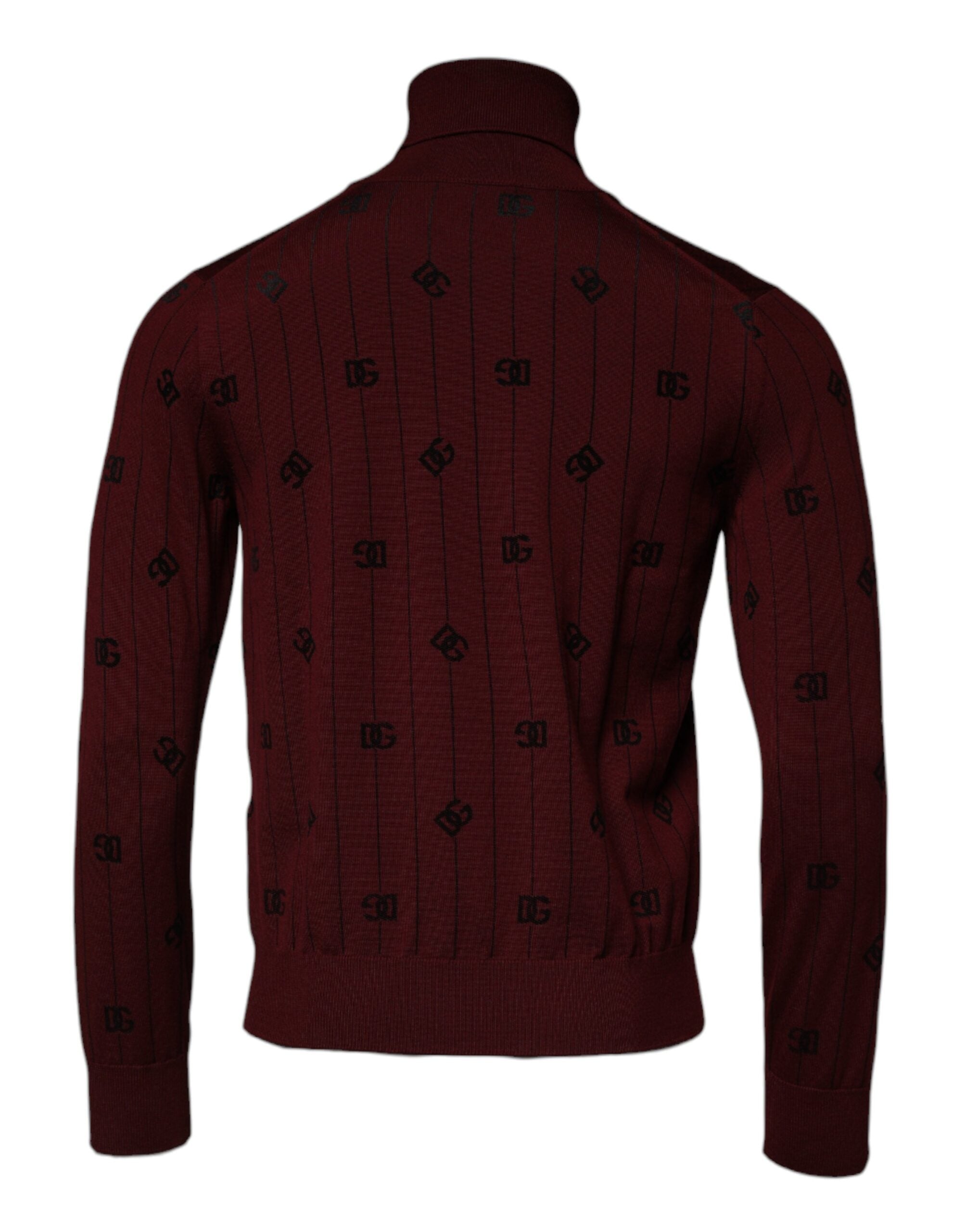 Maroon Monogram Turtleneck Pullover Sweater - ventzia