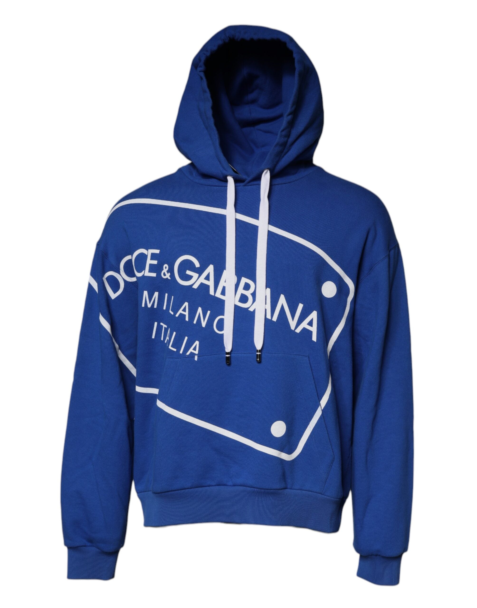 Blue Logo Print Hooded Sweatshirt Sweater - ventzia