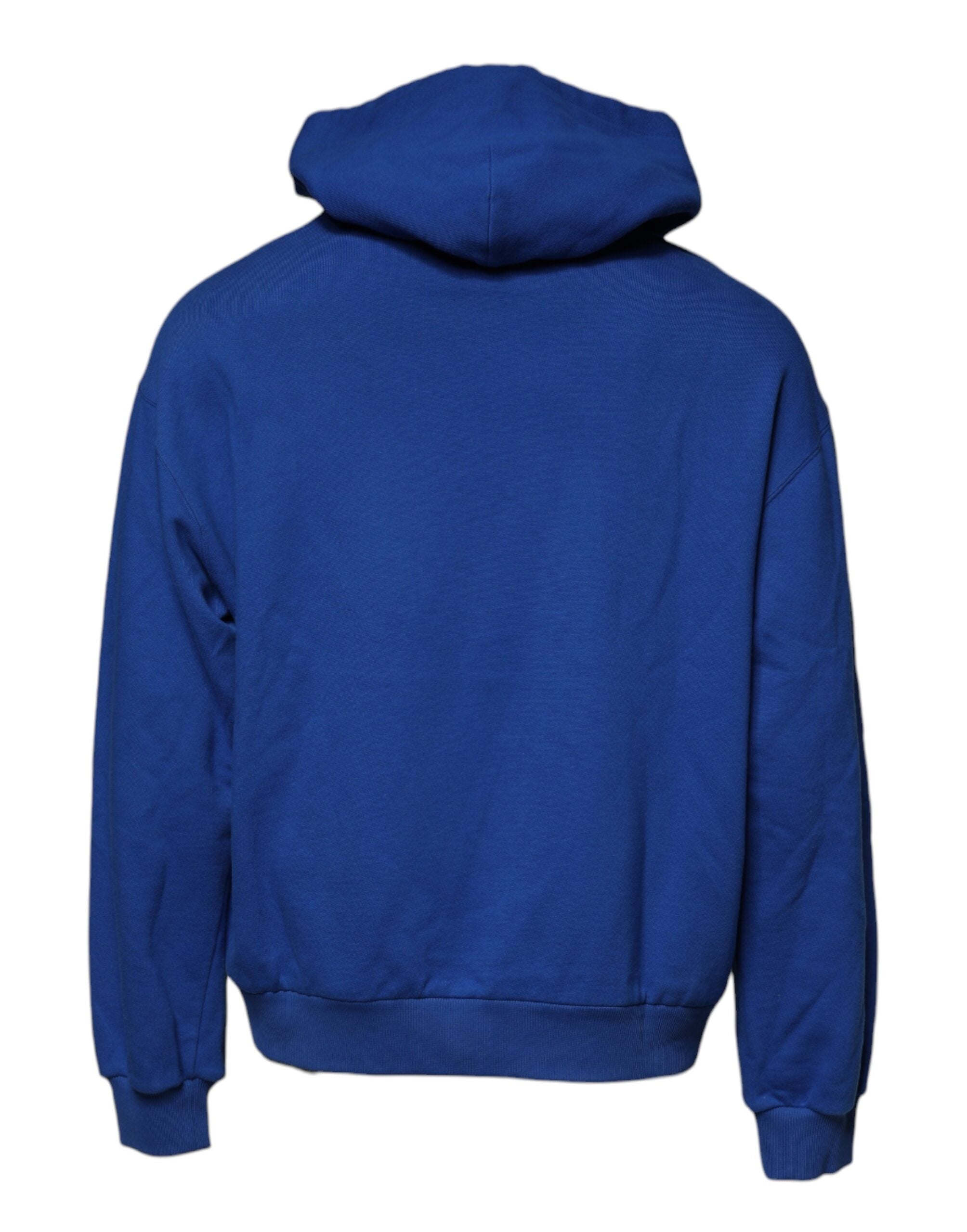 Blue Logo Print Hooded Sweatshirt Sweater - ventzia