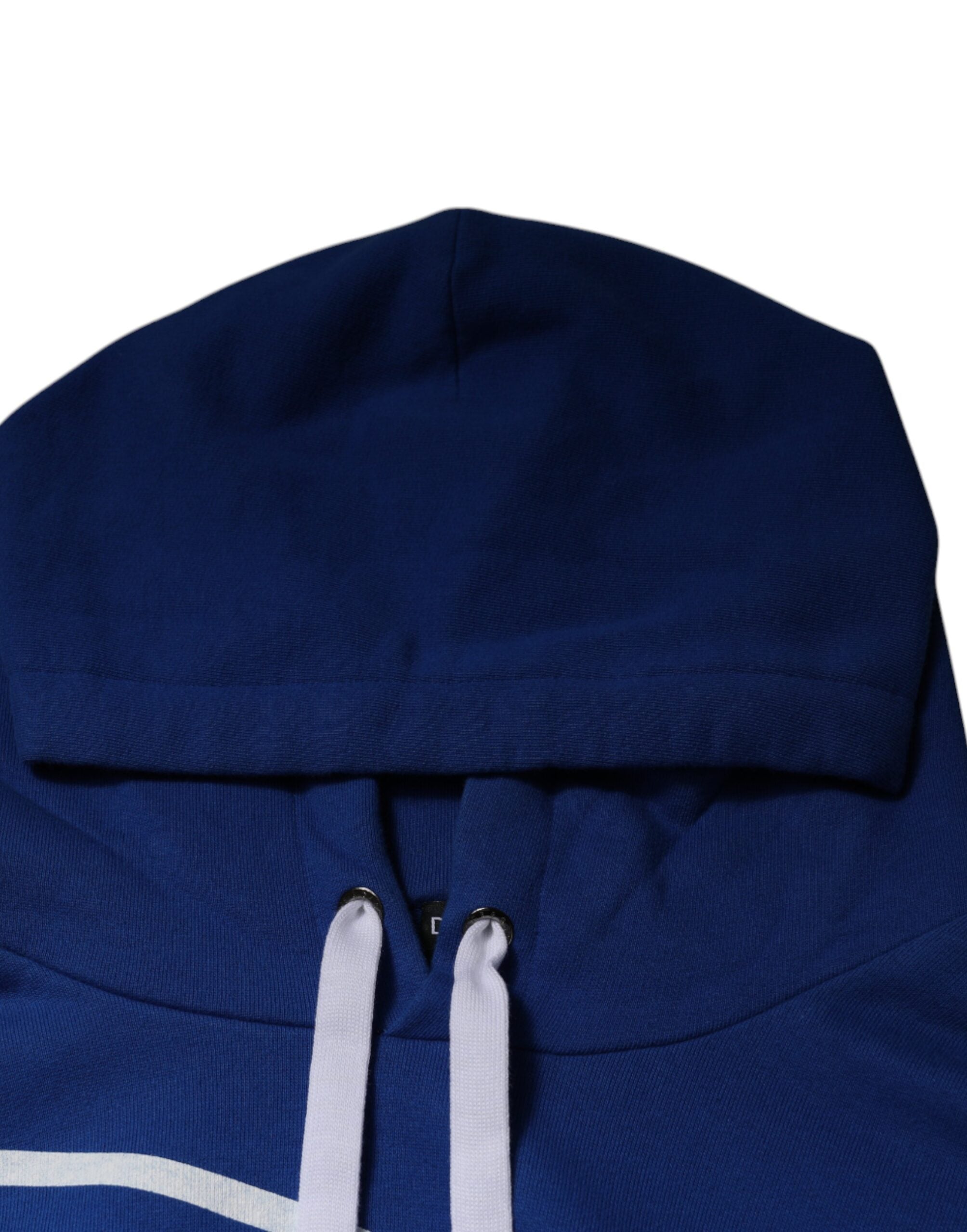 Blue Logo Print Hooded Sweatshirt Sweater - ventzia
