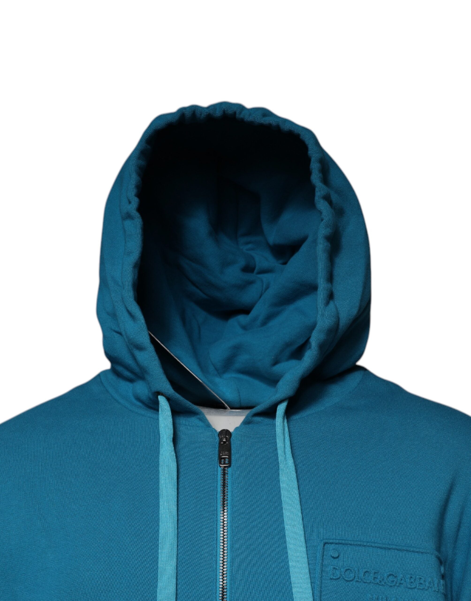 Blue Logo Cotton Hooded Sweatshirt Sweater - ventzia