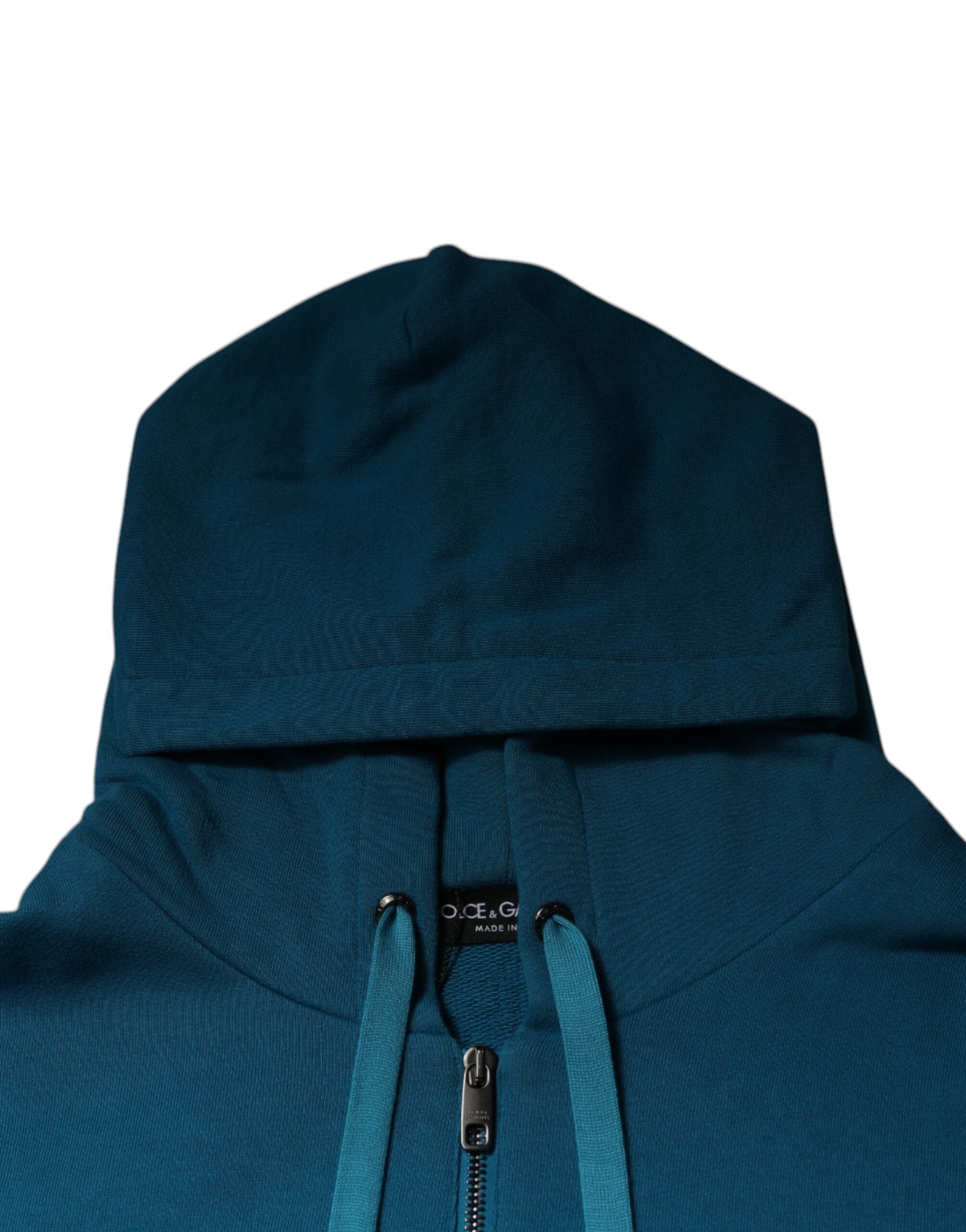 Blue Logo Cotton Hooded Sweatshirt Sweater - ventzia