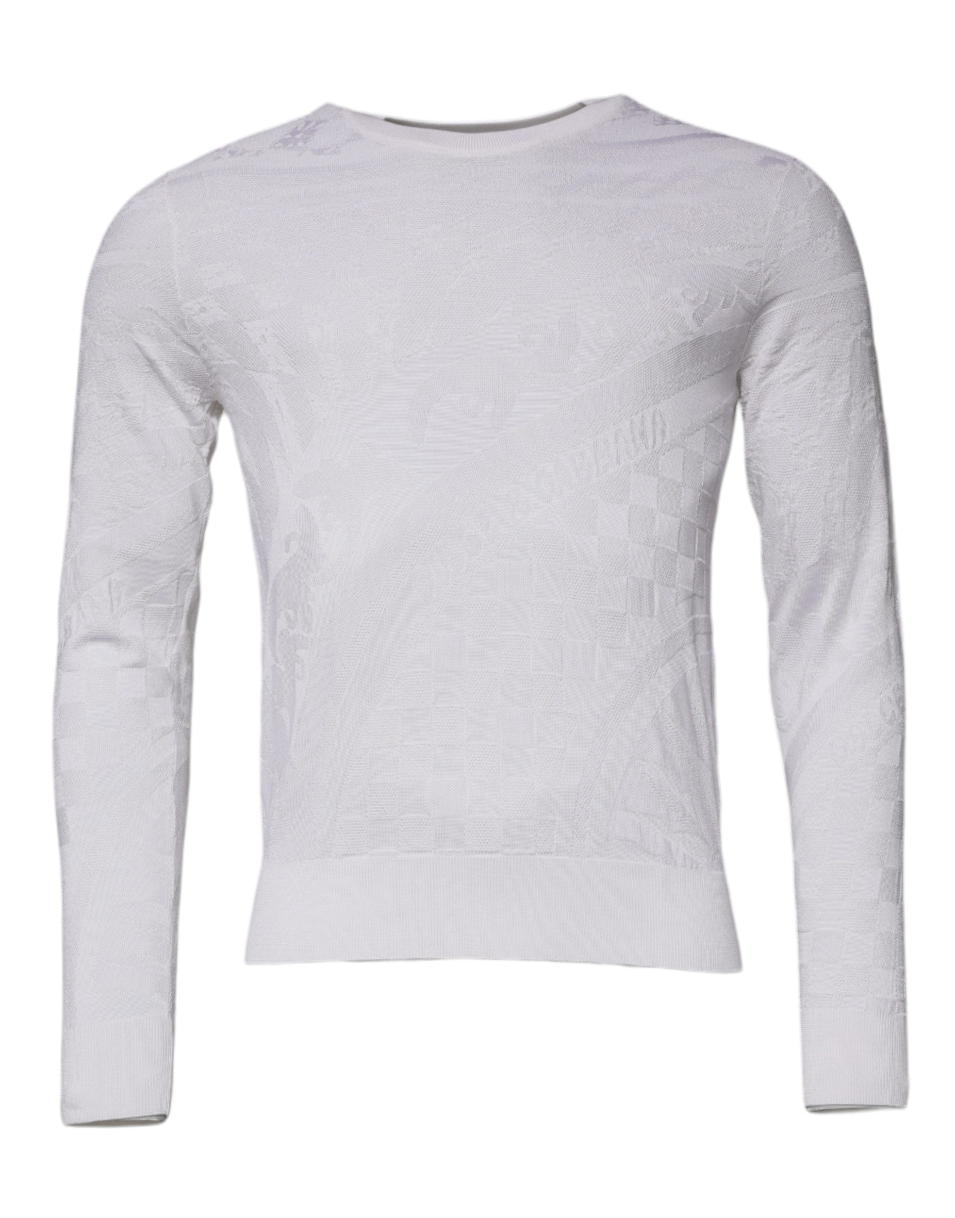 White Silk Crew Neck Men Pullover Sweater - ventzia