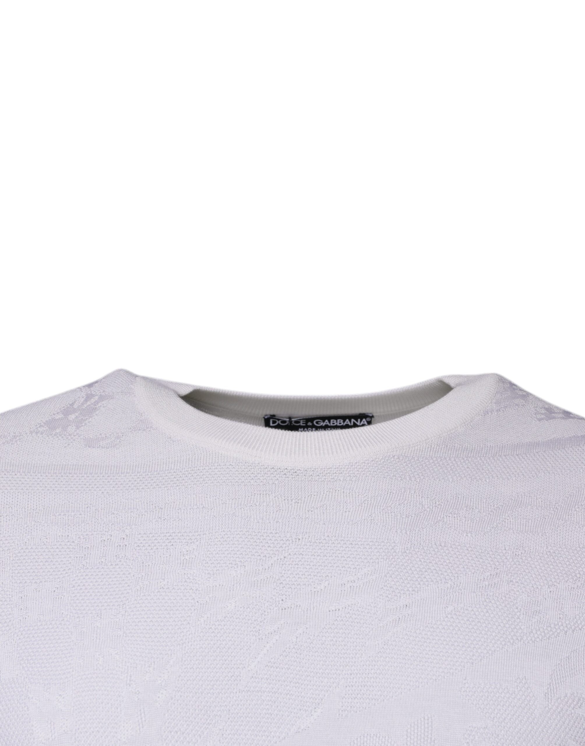 White Silk Crew Neck Men Pullover Sweater - ventzia