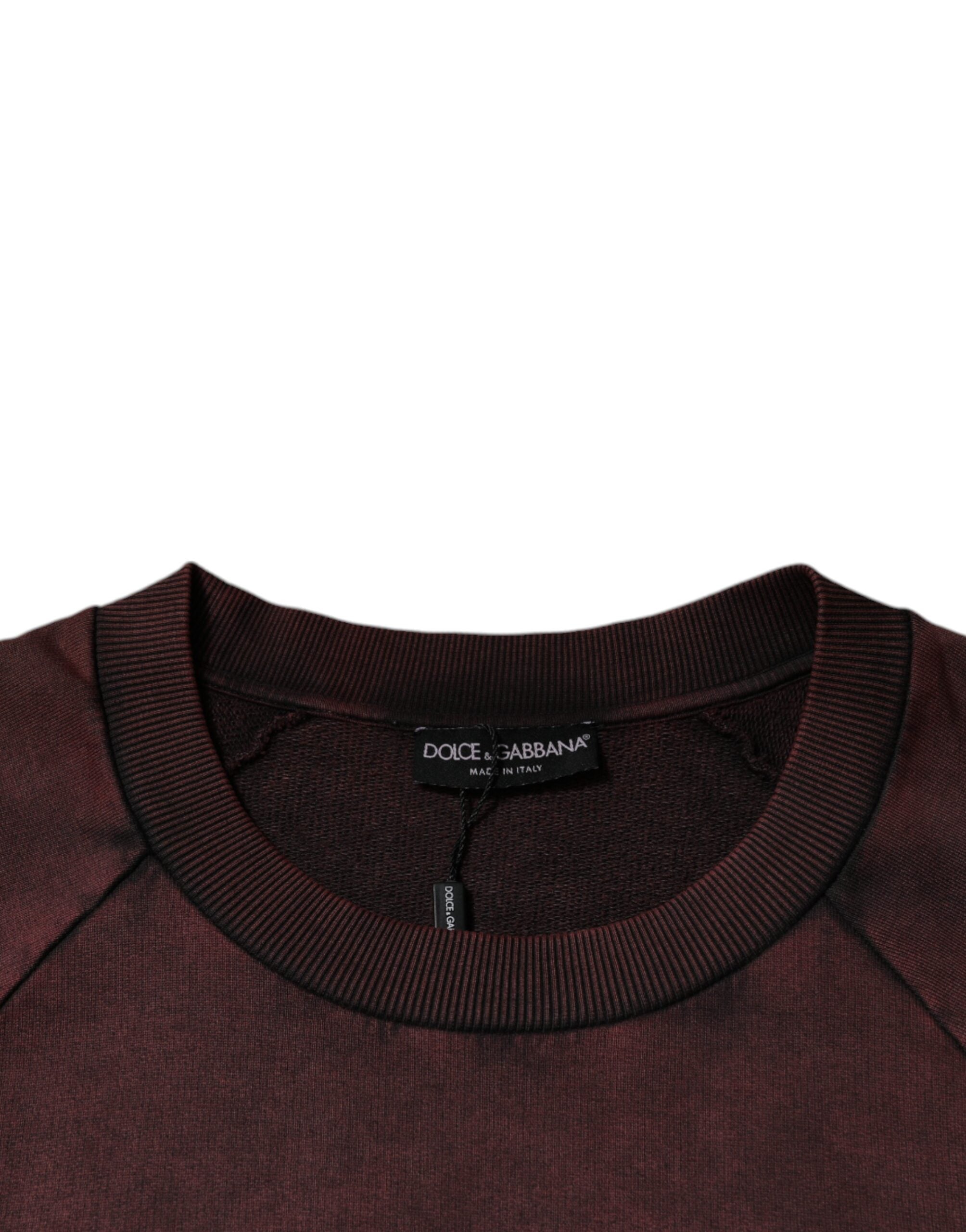 Brown Logo Cotton Crew Neck Pullover Sweater - ventzia