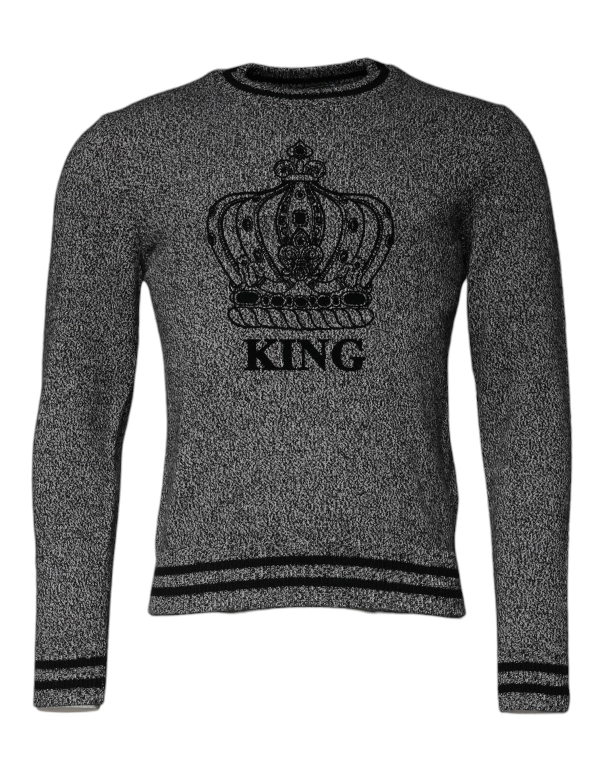 Gray Crown King Cashmere Pullover Sweater - ventzia