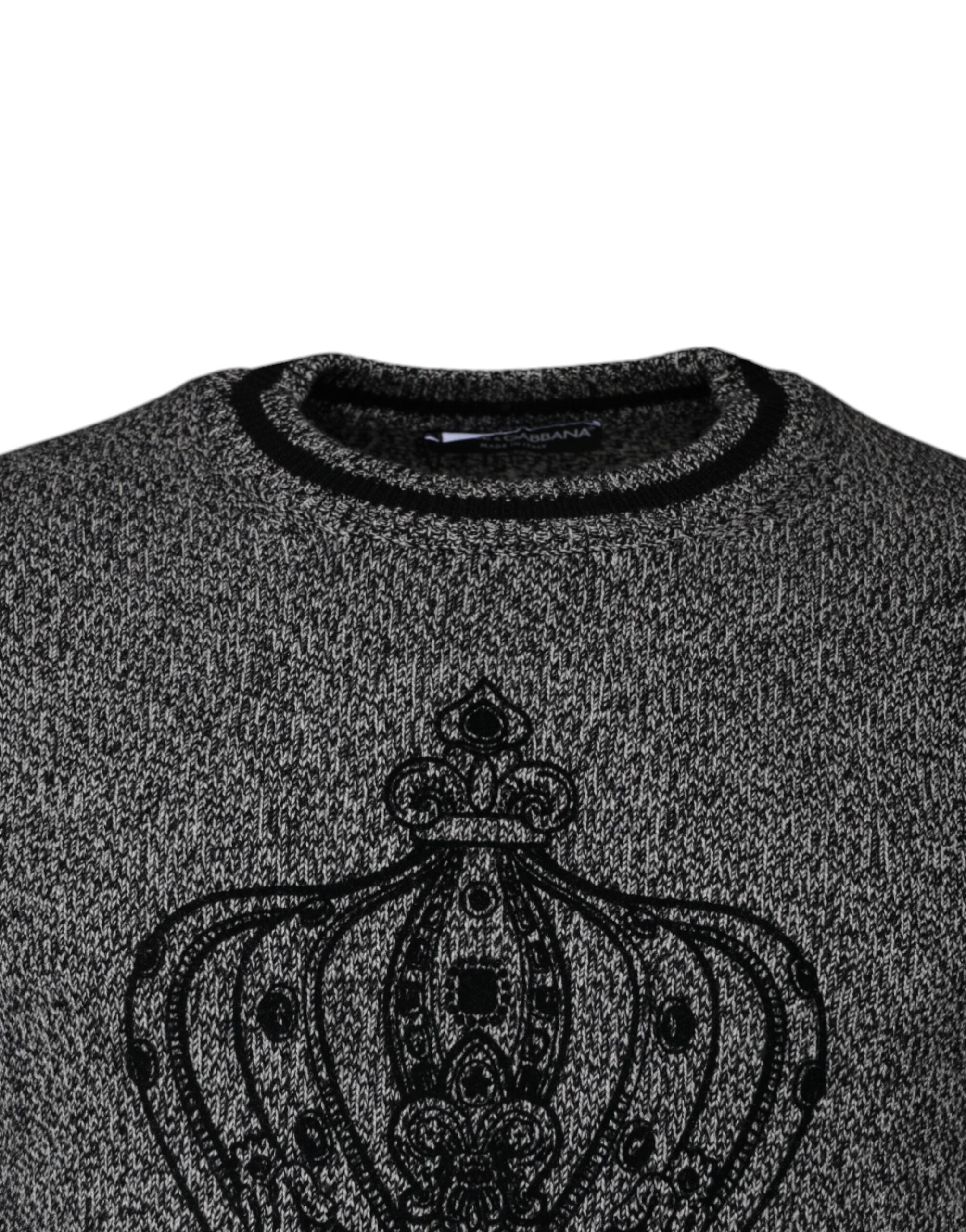 Gray Crown King Cashmere Pullover Sweater - ventzia