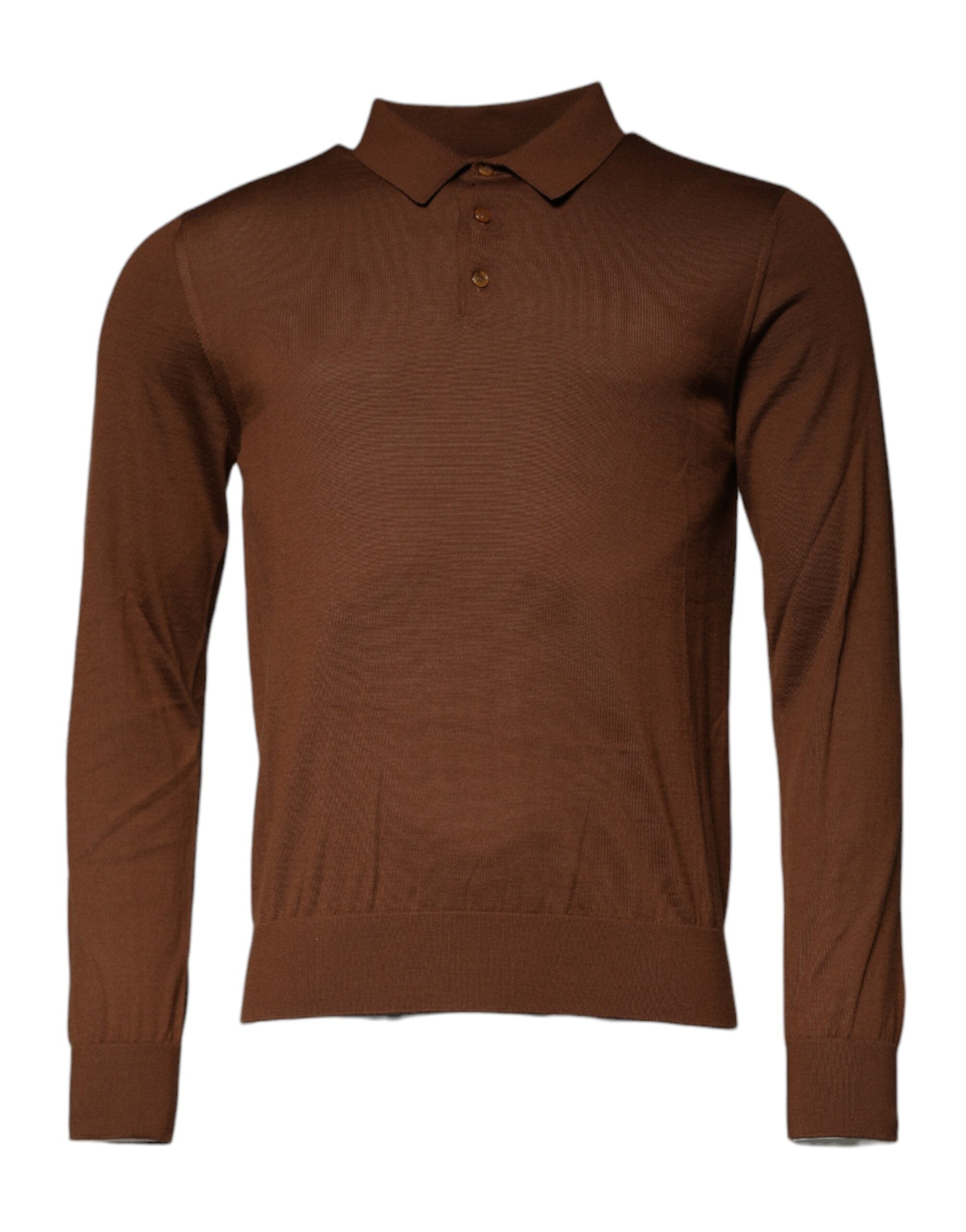 Brown Cashmere Buttoned Men Pullover Sweater - ventzia