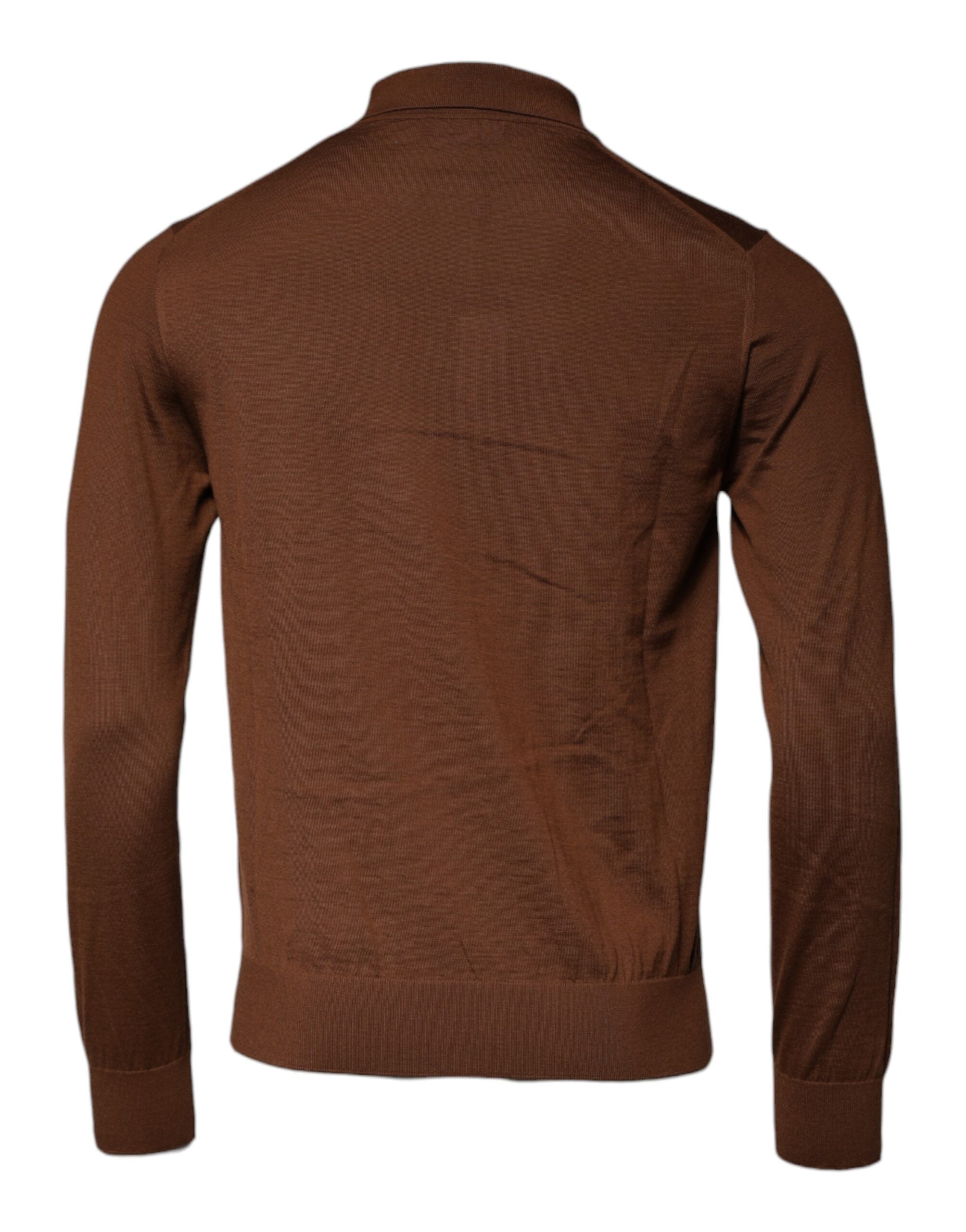 Brown Cashmere Buttoned Men Pullover Sweater - ventzia