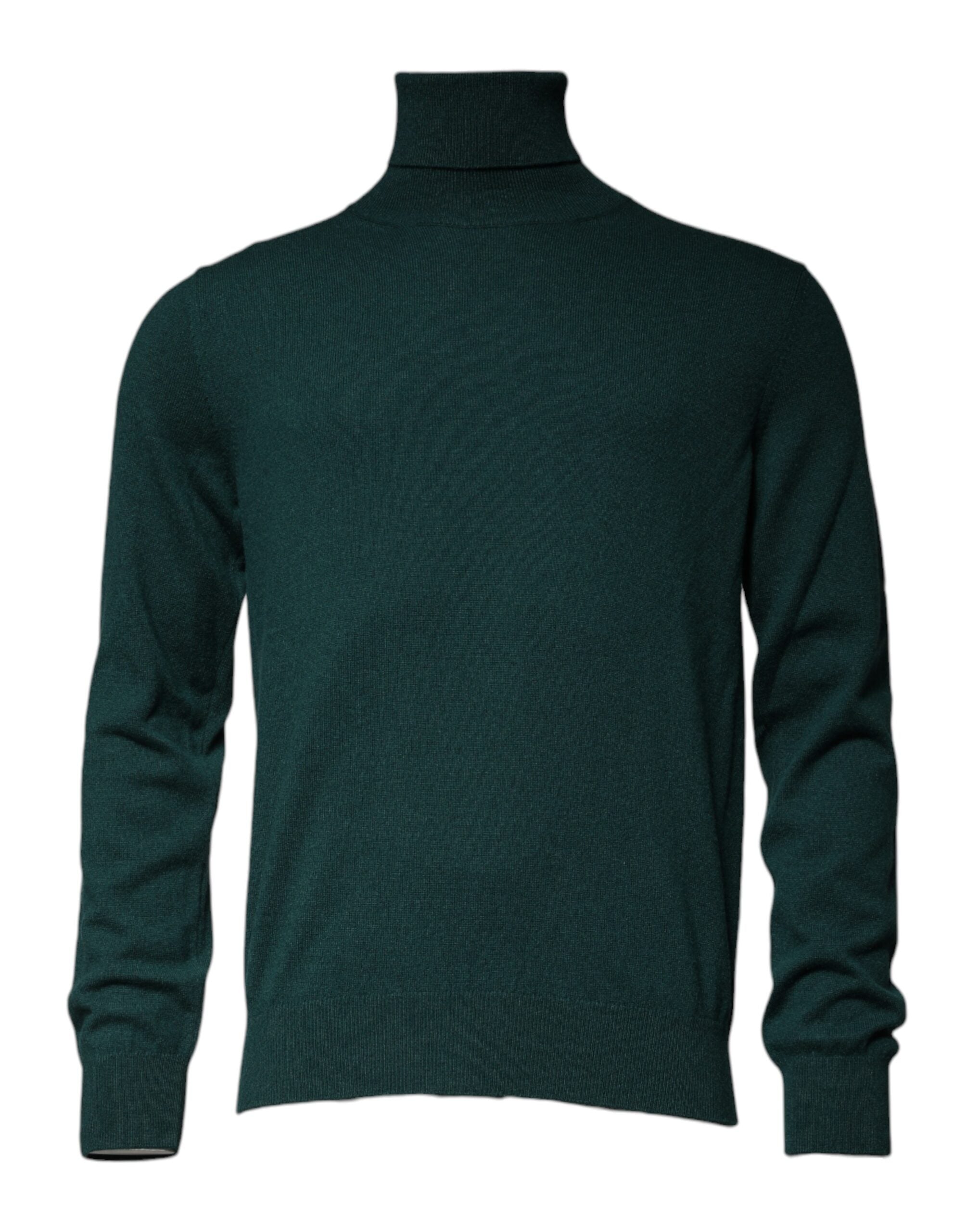Green Cashmere Turtleneck Men Pullover Sweater - ventzia