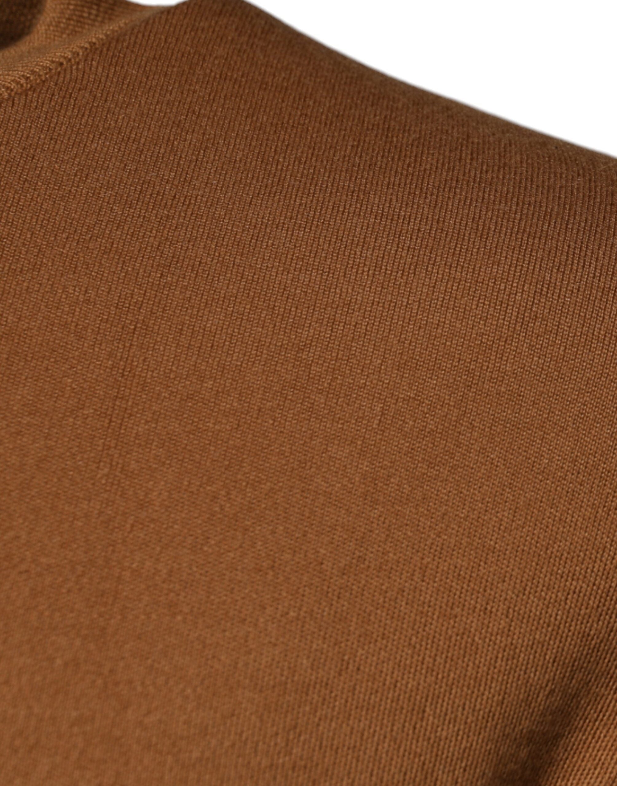 Brown Logo Plaque Crew Neck Pullover Sweater - ventzia