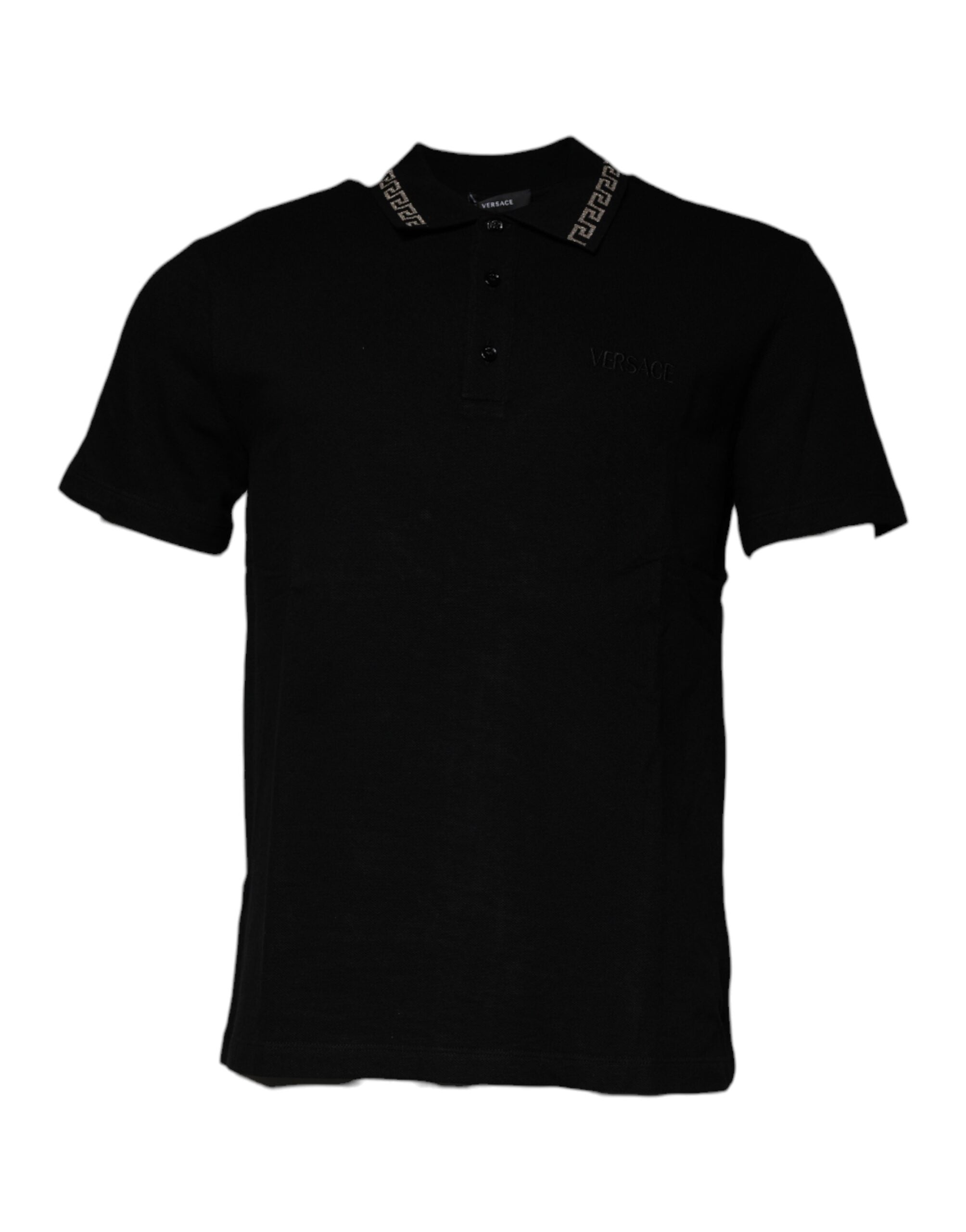 Black Viscose Collared Polo Short Sleeves T-shirt - ventzia