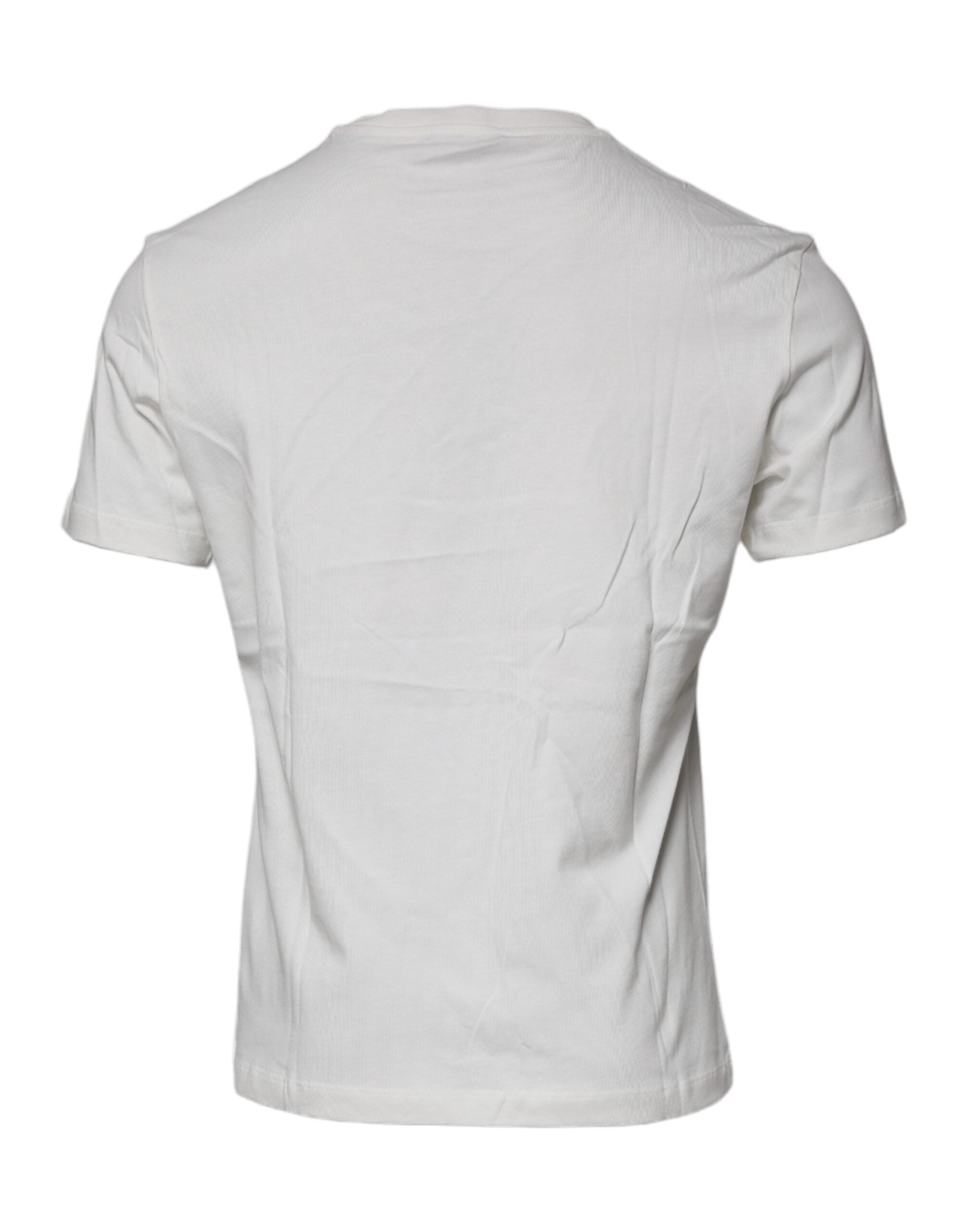 White Medusa Print Cotton Crew Neck T-shirt - ventzia