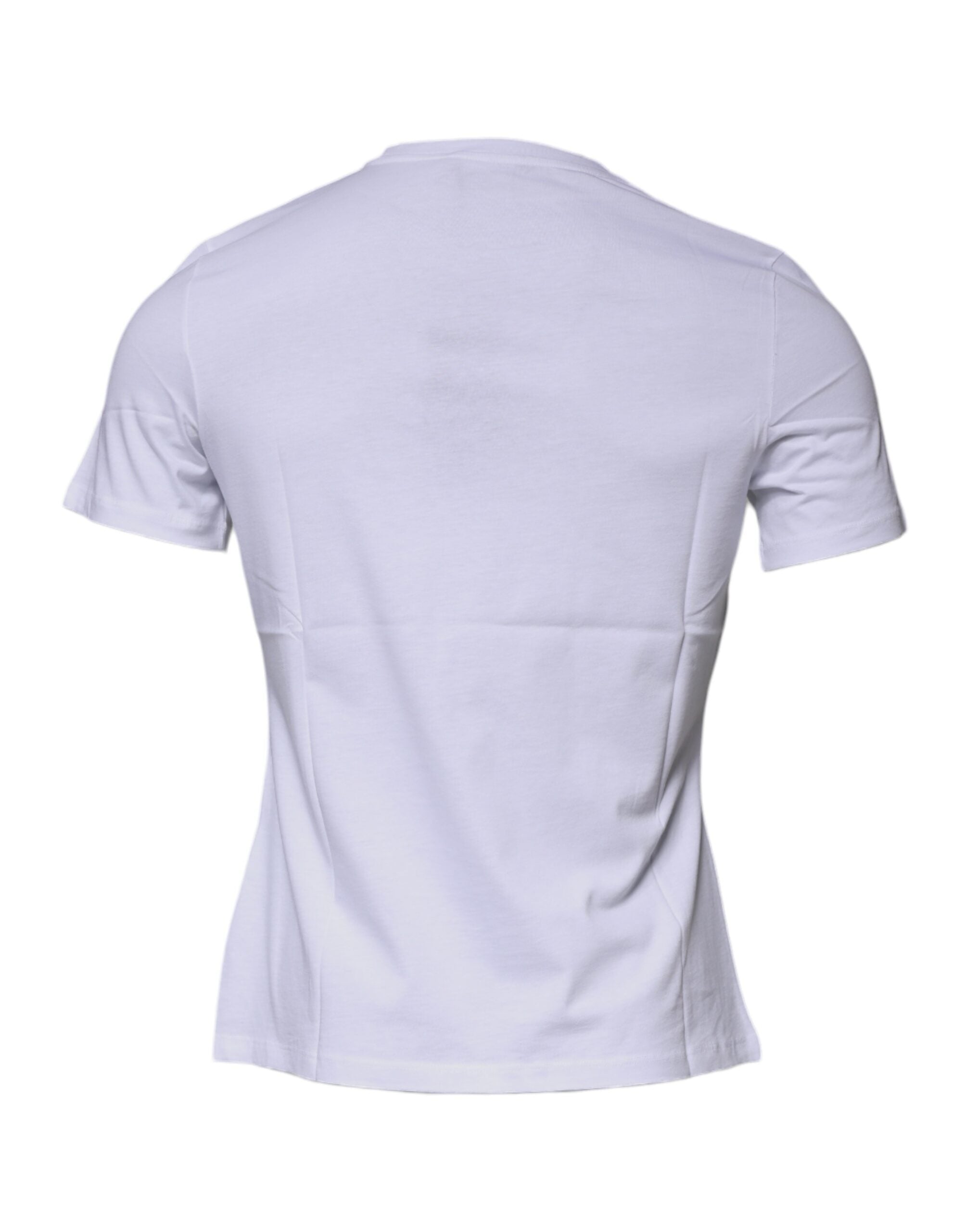 White Medusa Print Cotton Crew Neck T-shirt - ventzia