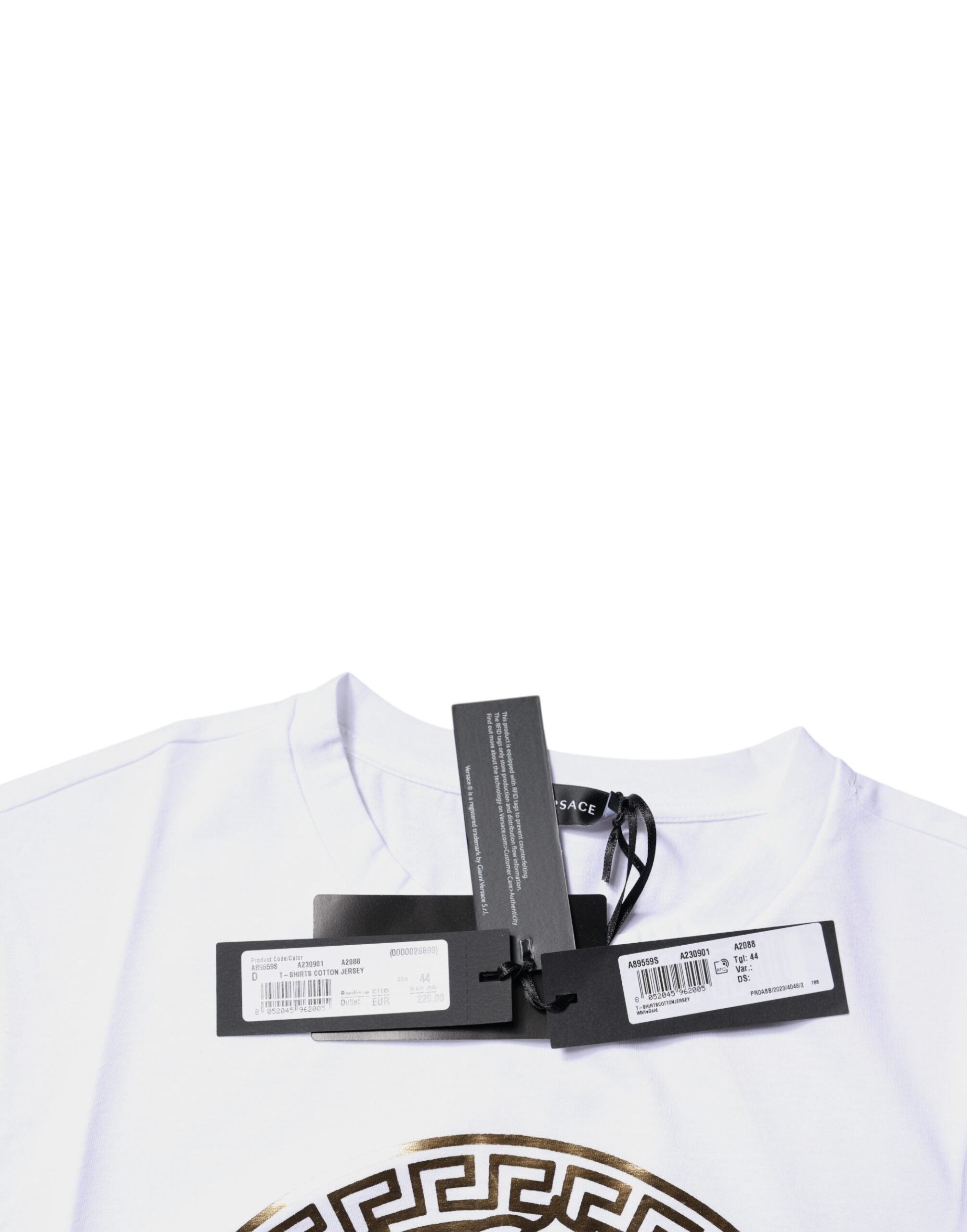 White Medusa Print Cotton Crew Neck T-shirt - ventzia