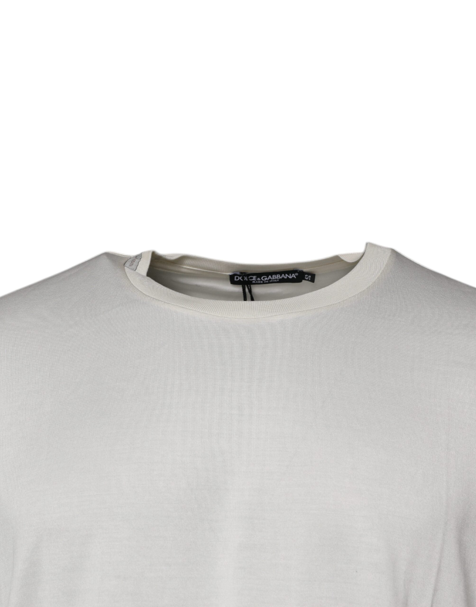 Off White Crew Neck Short Sleeve T-shirt - ventzia