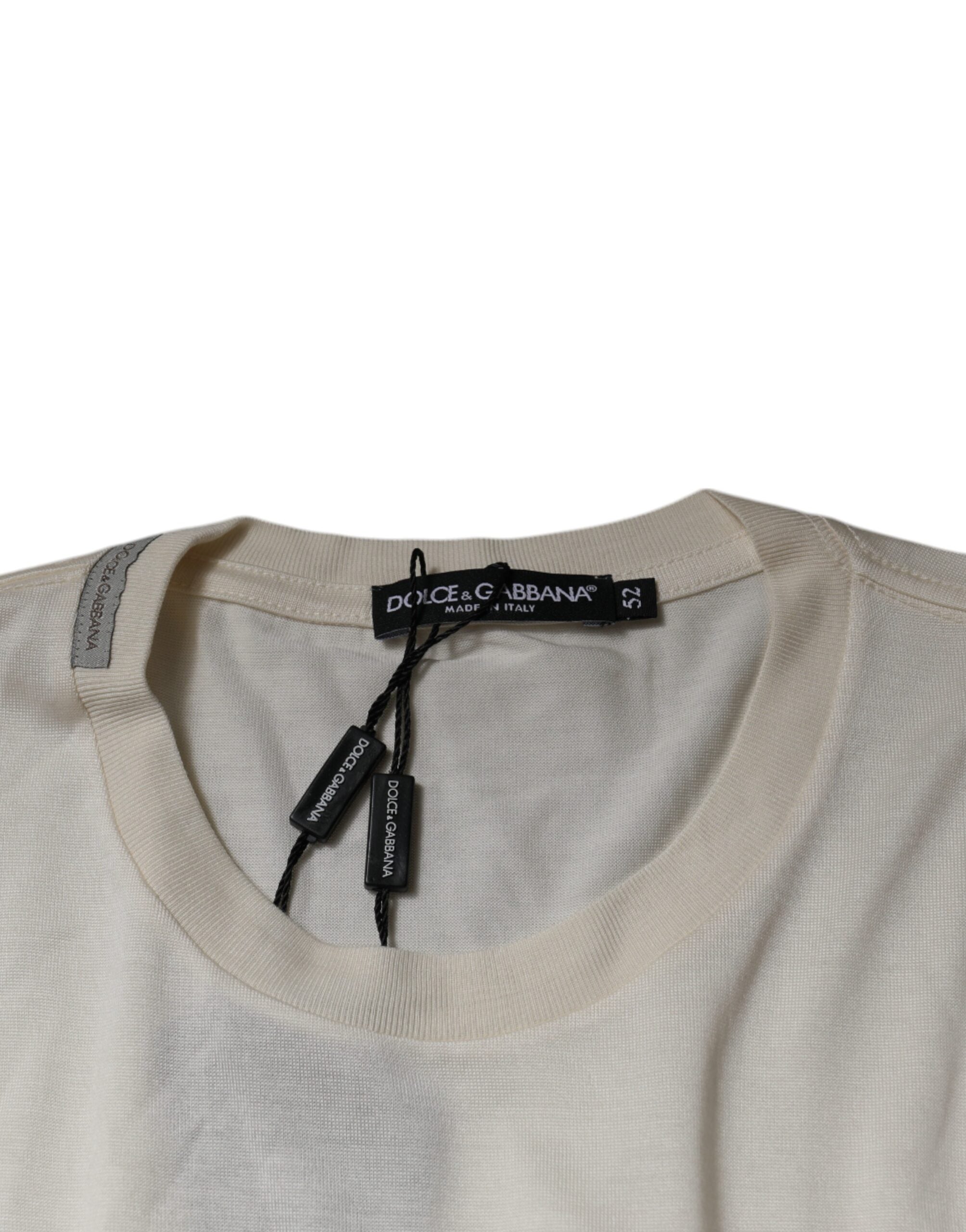 Off White Crew Neck Short Sleeve T-shirt - ventzia