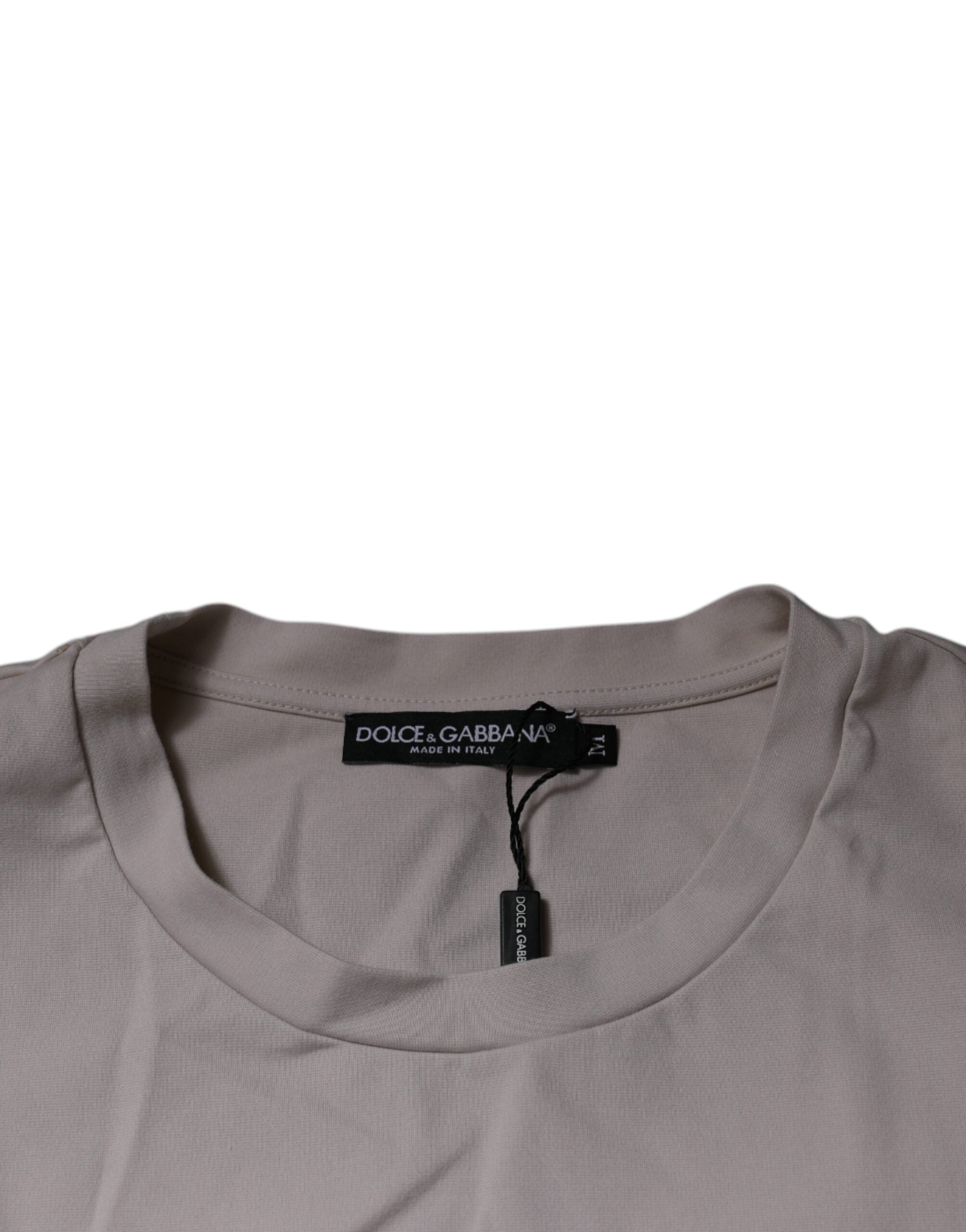 Beige DG Logo Crew Neck Short Sleeves T-shirt - ventzia