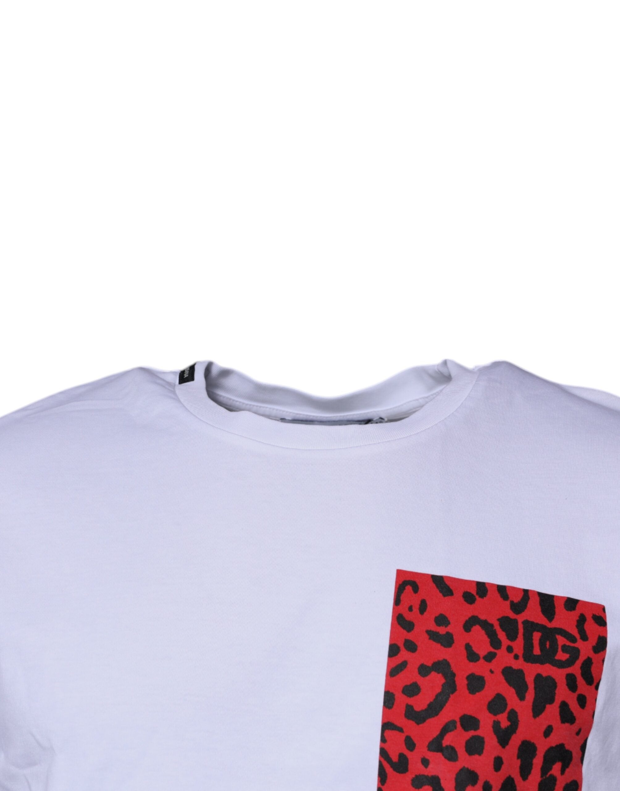 White Red Leopard Cotton Crew Neck T-shirt - ventzia