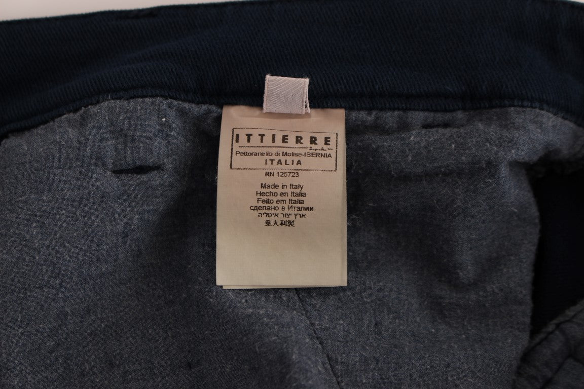 Elegant Blue Cotton Stretch Chinos - ventzia