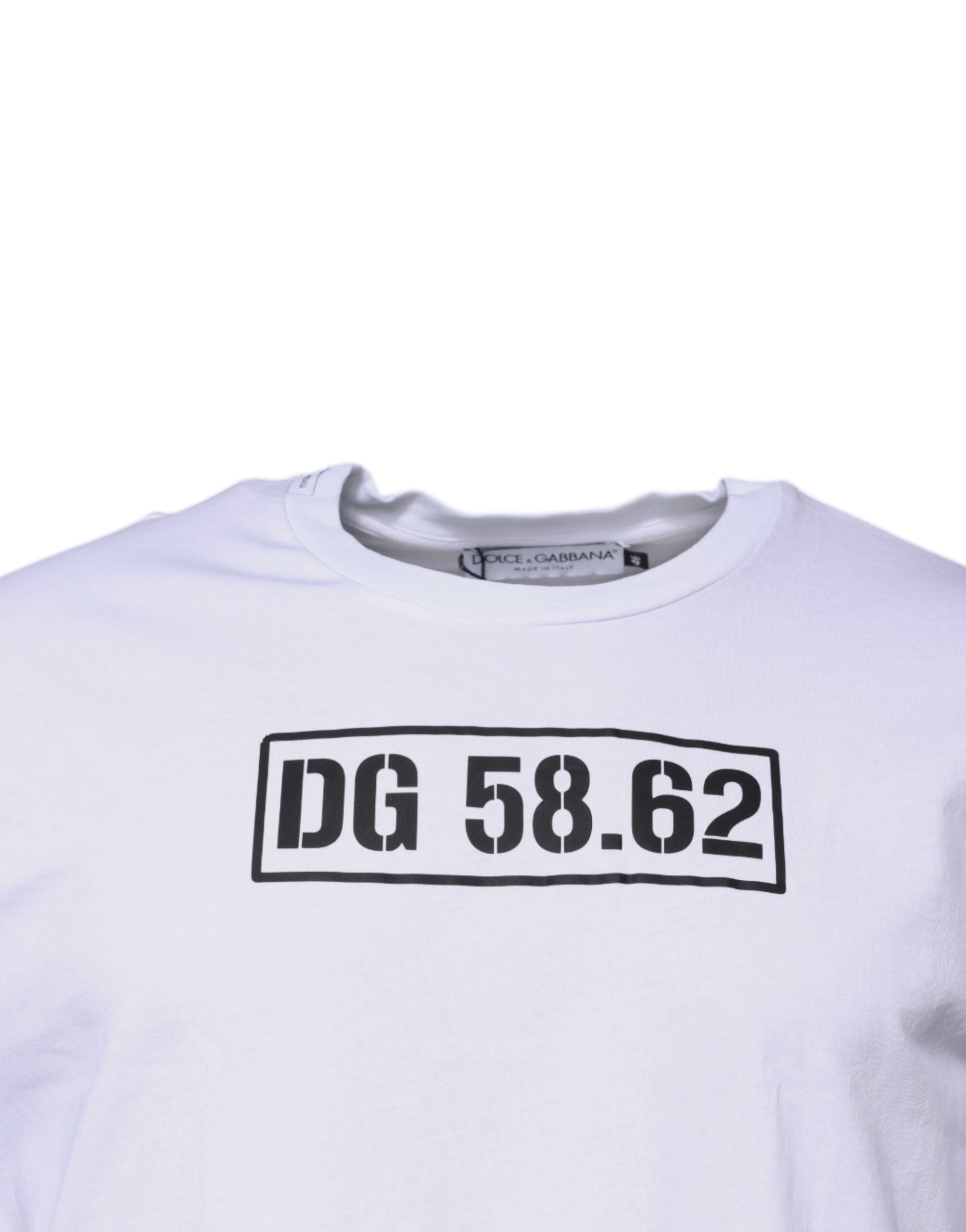 White DG Logo Cotton Crew Neck T-shirt - ventzia
