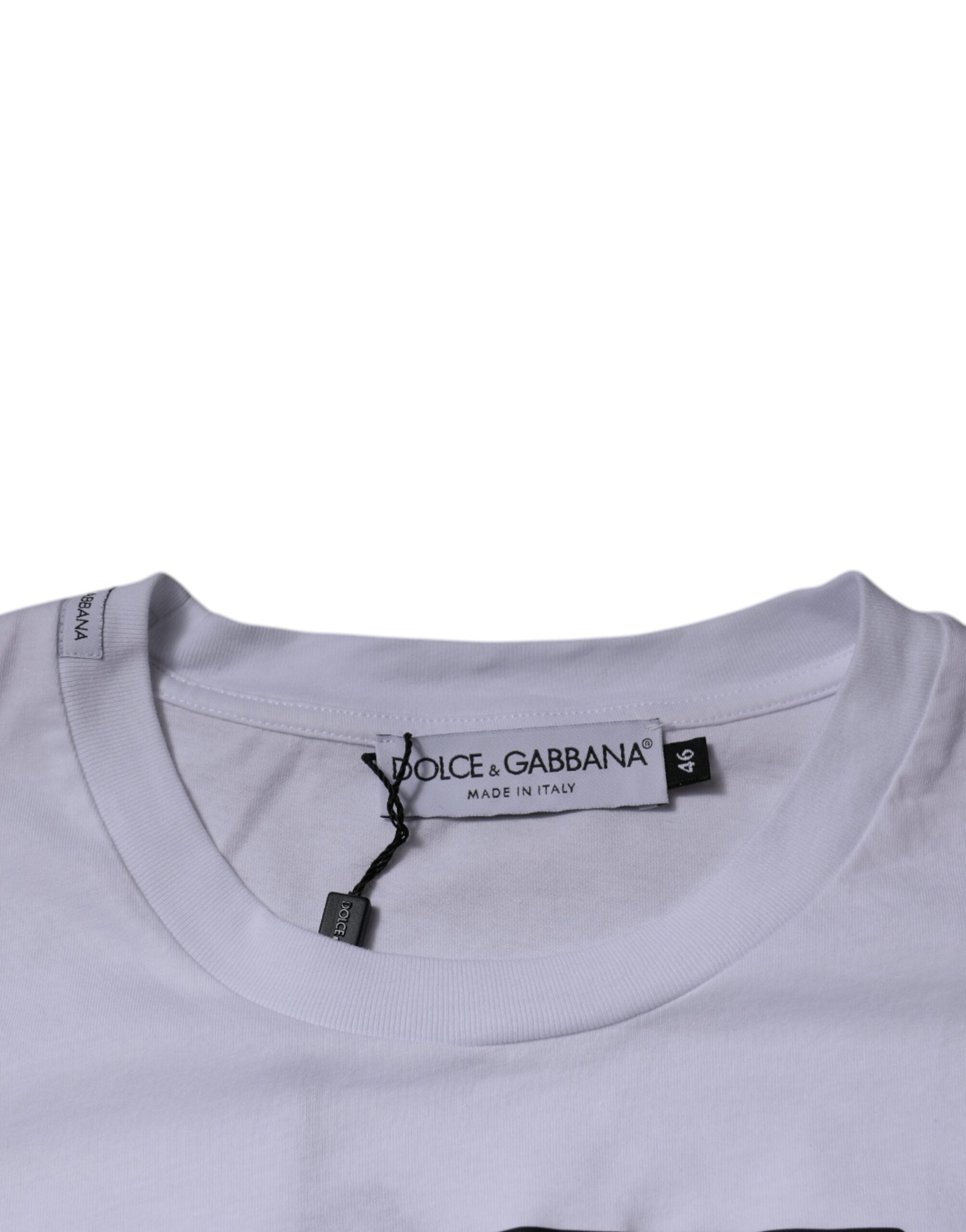 White DG Logo Cotton Crew Neck T-shirt - ventzia