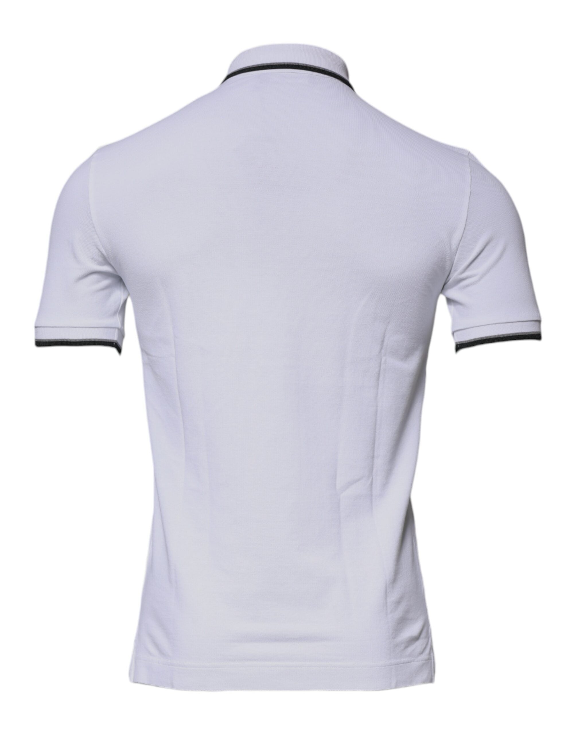 White Cotton Crown Collared Polo T-shirt - ventzia