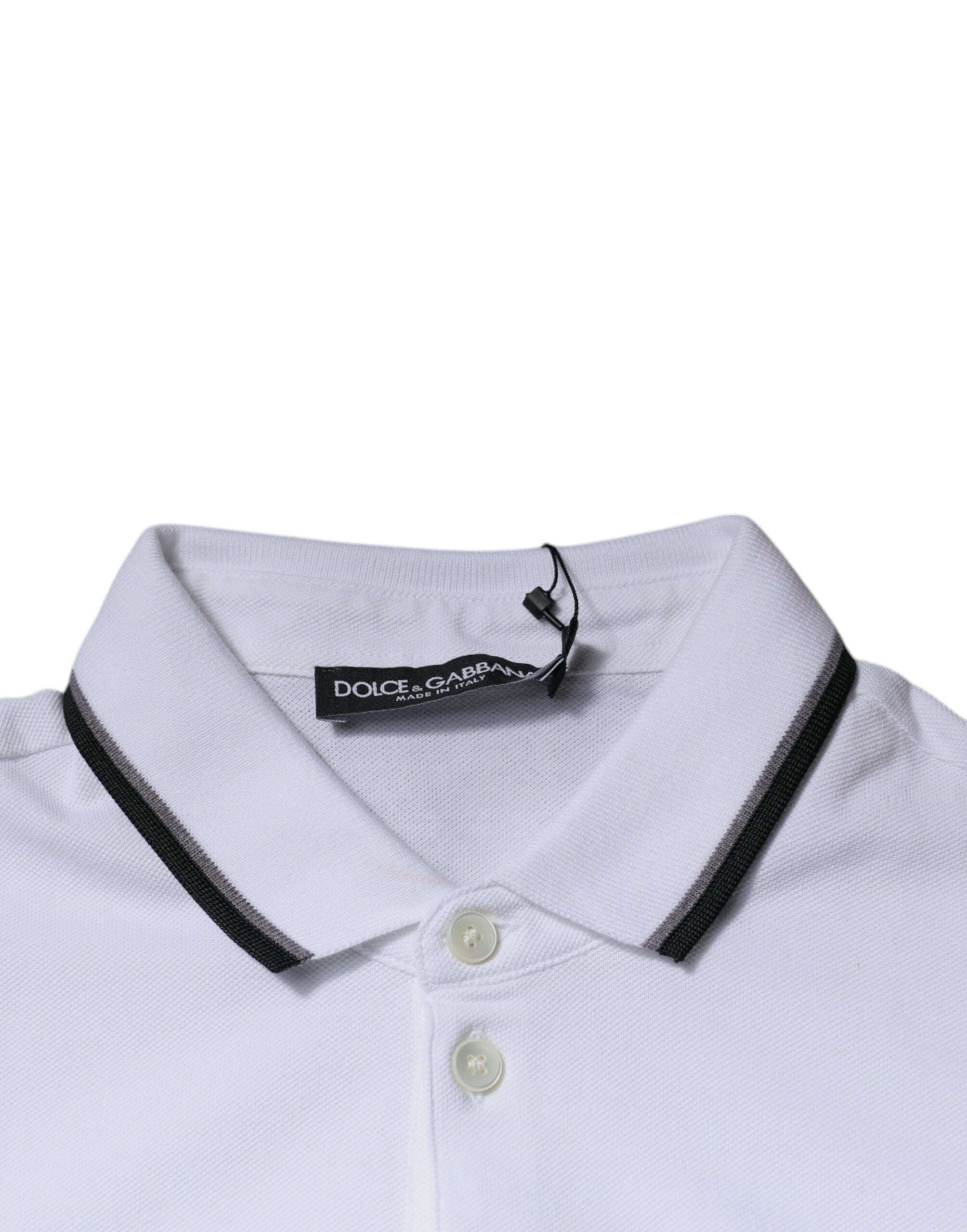 White Cotton Crown Collared Polo T-shirt - ventzia