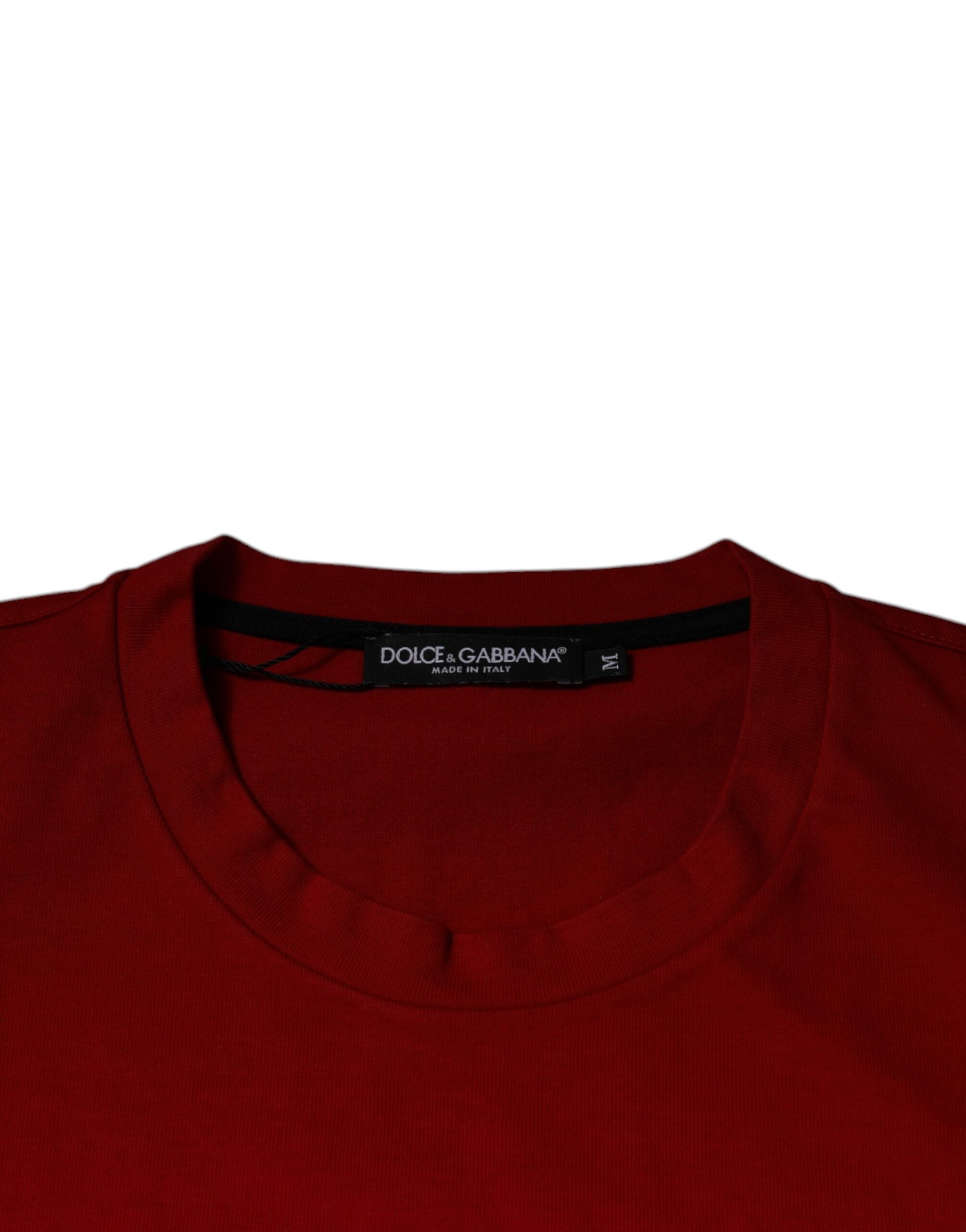 Red DG Eye Cotton Crew Neck T-shirt - ventzia