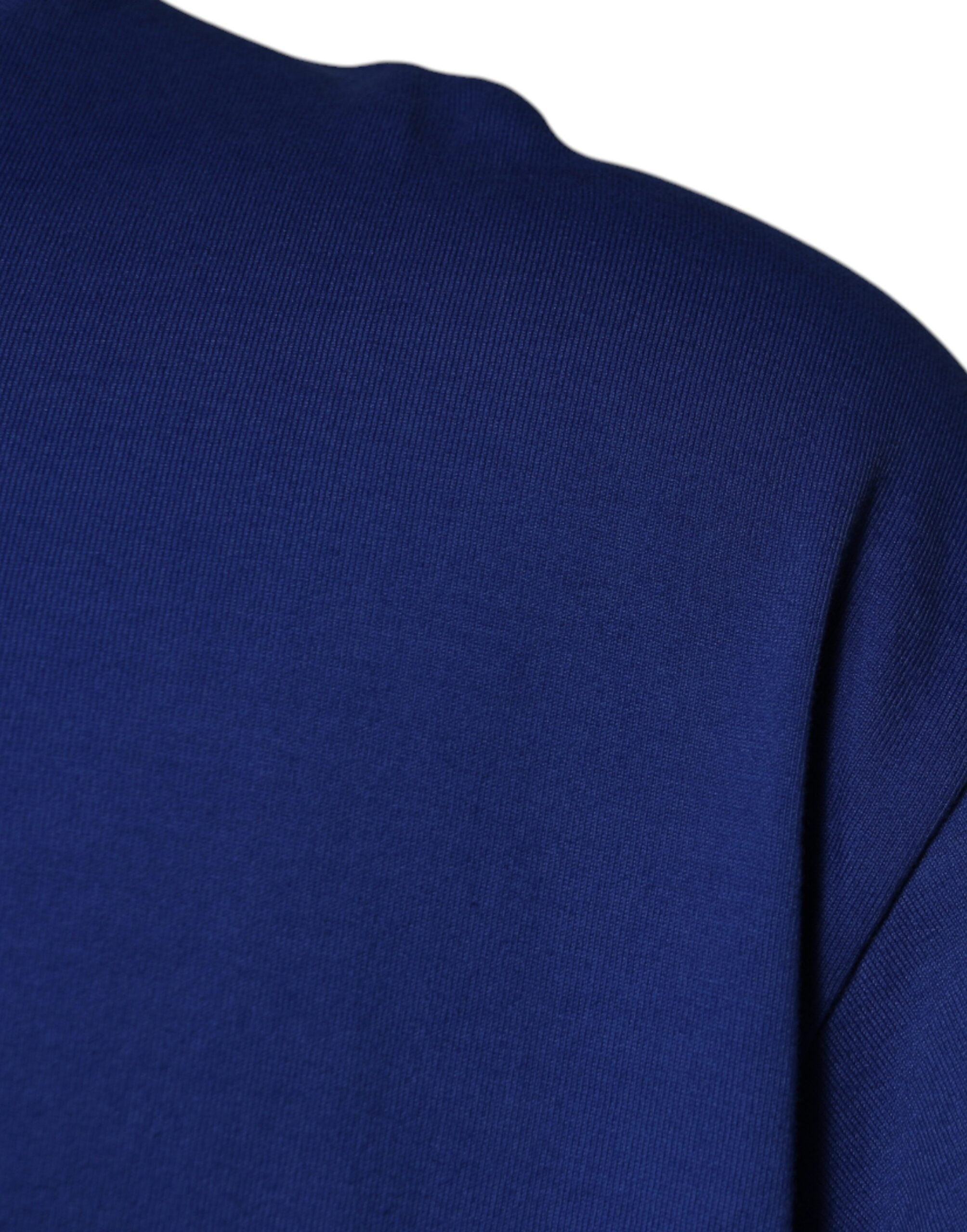 Blue Logo Print Cotton Men Crew Neck T-shirt - ventzia