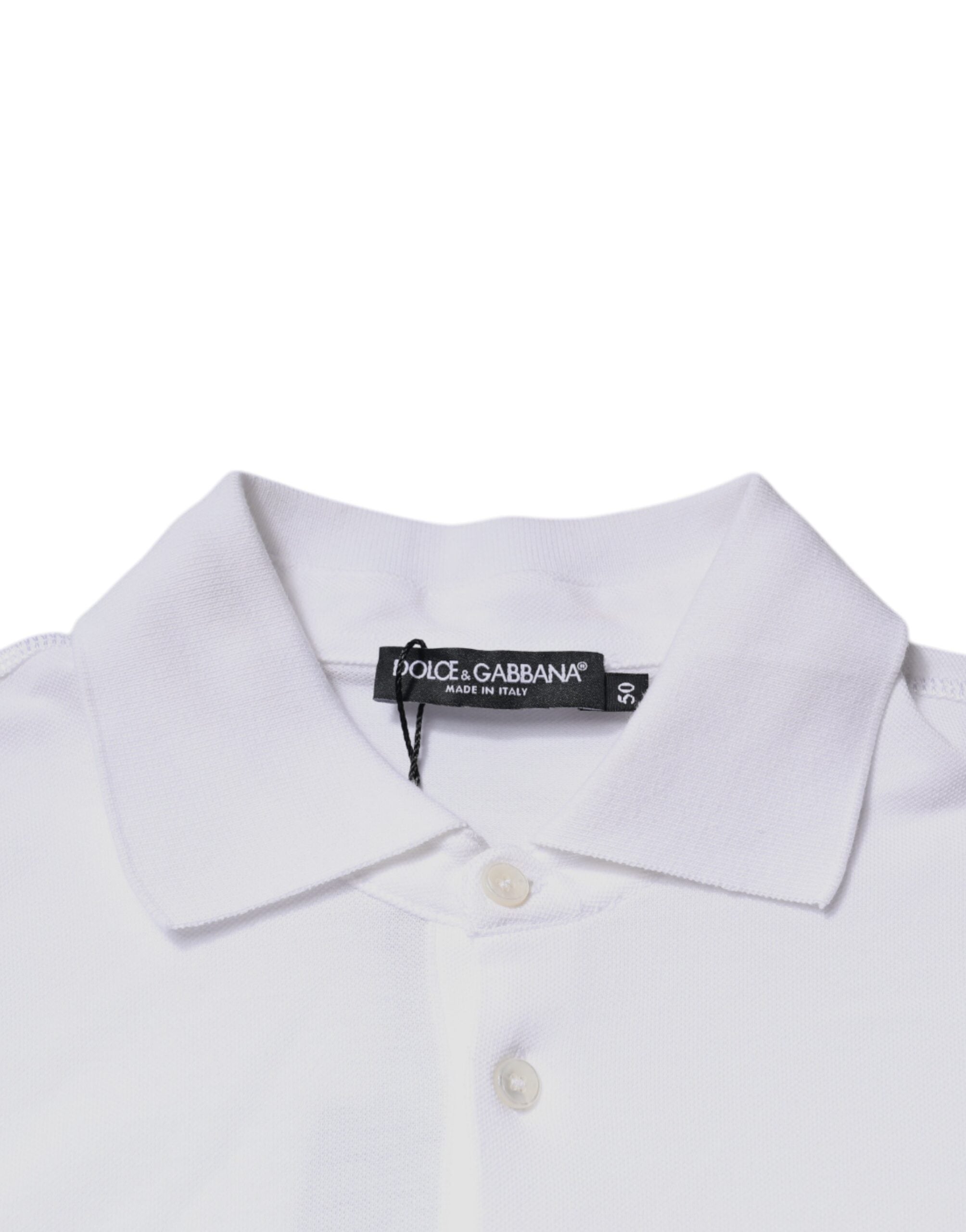 White Cotton Logo Plaque Collared Polo T-shirt - ventzia