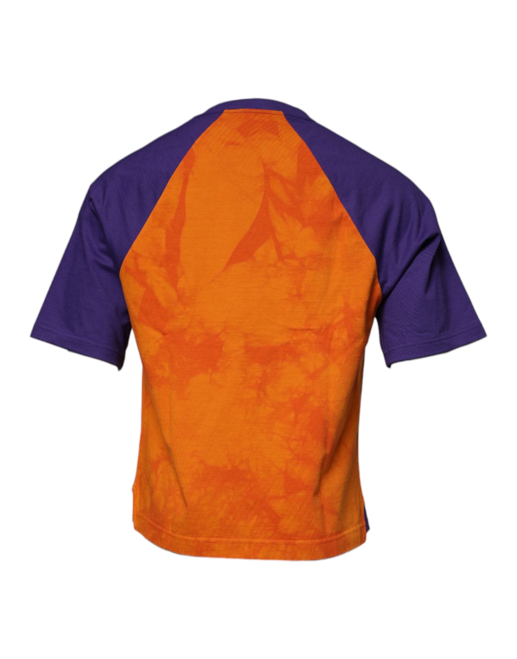 Orange Purple Graphic Print Short Sleeves T-shirt - ventzia