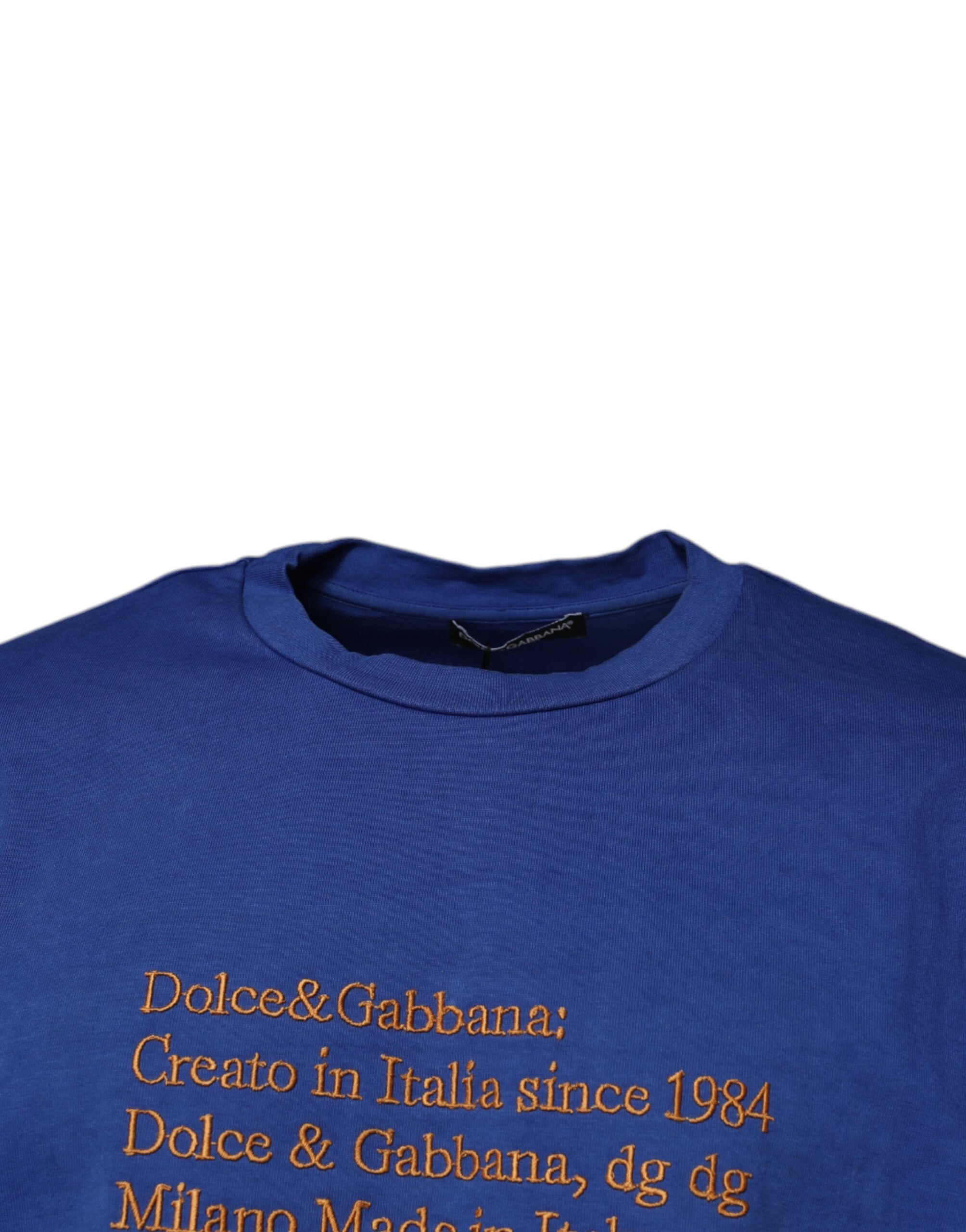Blue Graphic Print Cotton Crew Neck T-shirt - ventzia