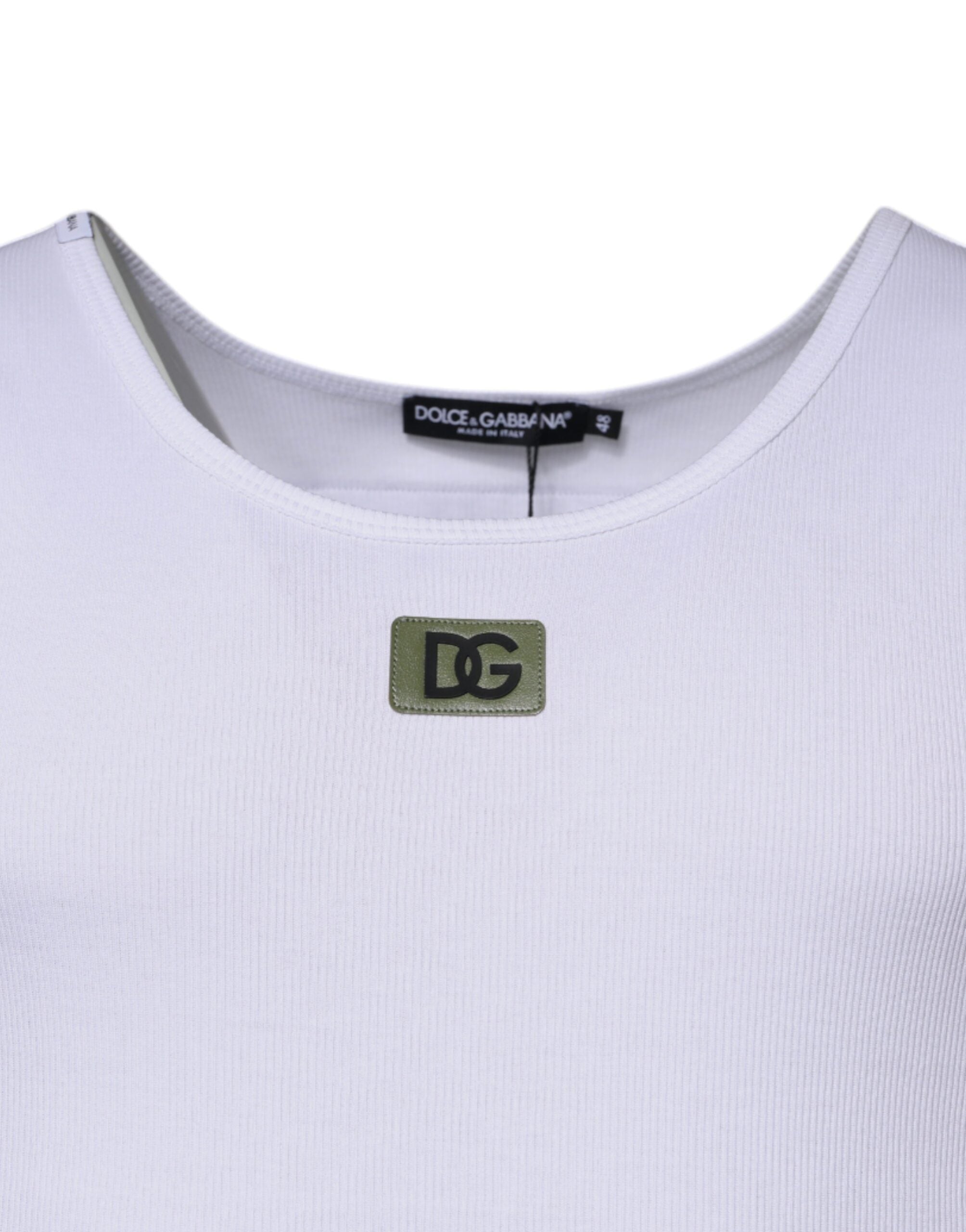 White Cotton Round Neck Sleeveless T-shirt - ventzia