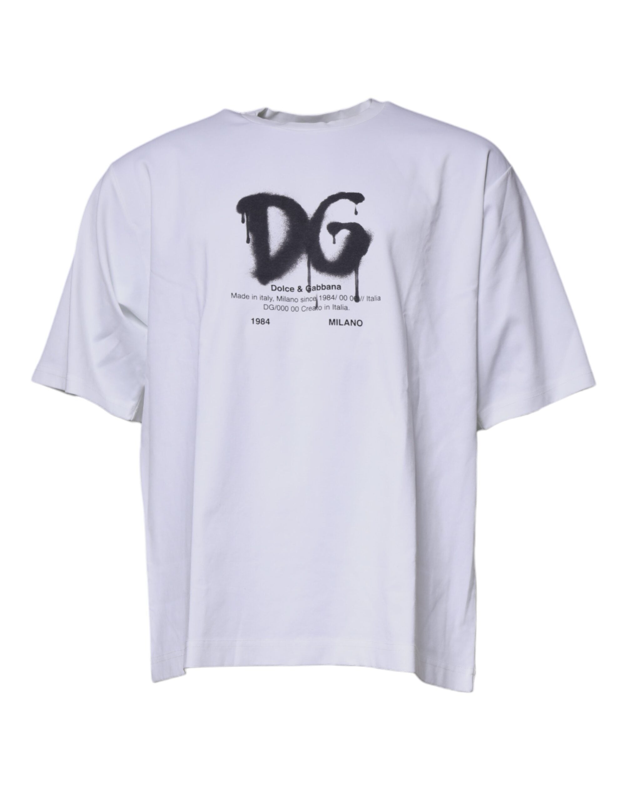White DG Logo Cotton Crew Neck T-shirt - ventzia