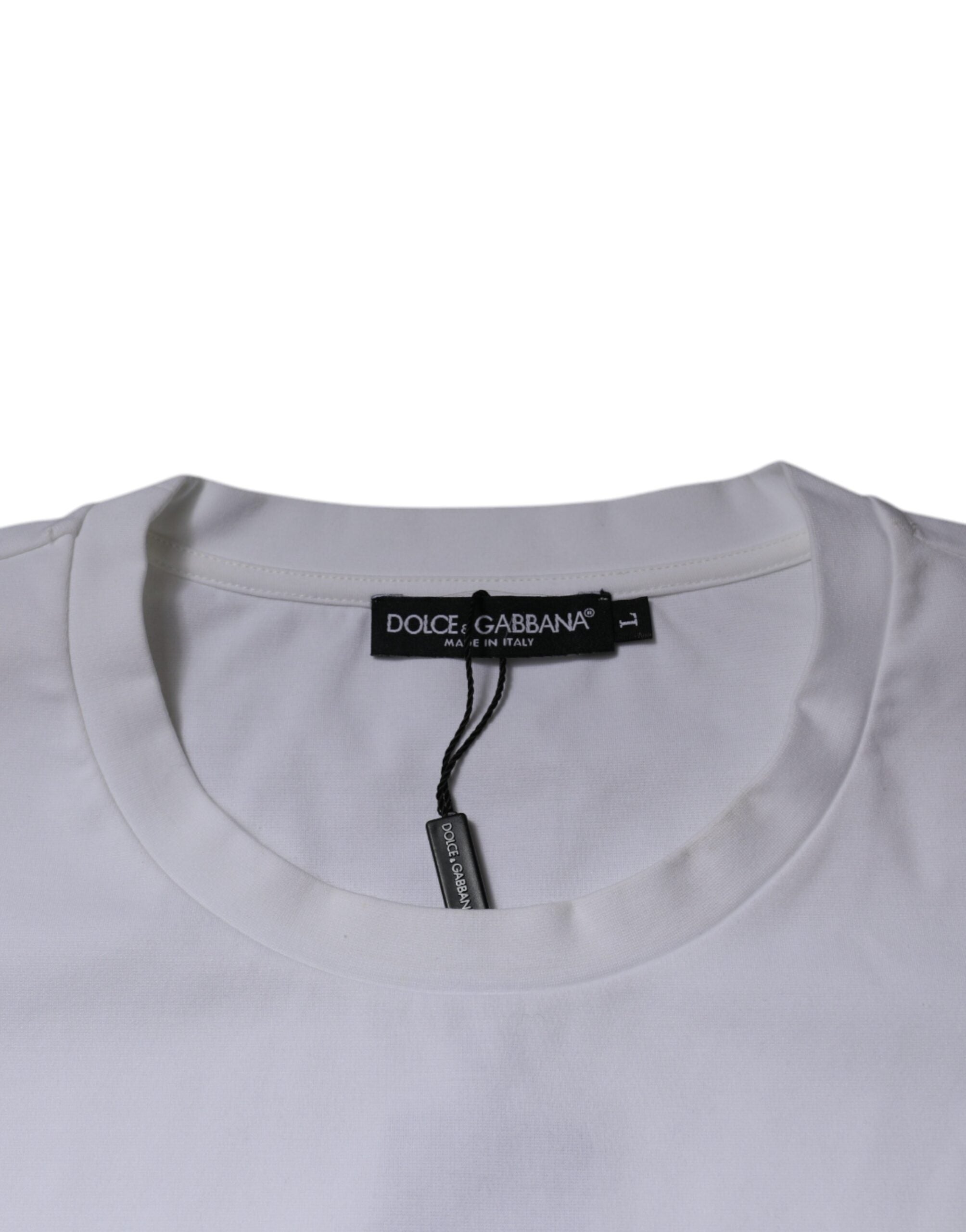 White DG Logo Cotton Crew Neck T-shirt - ventzia