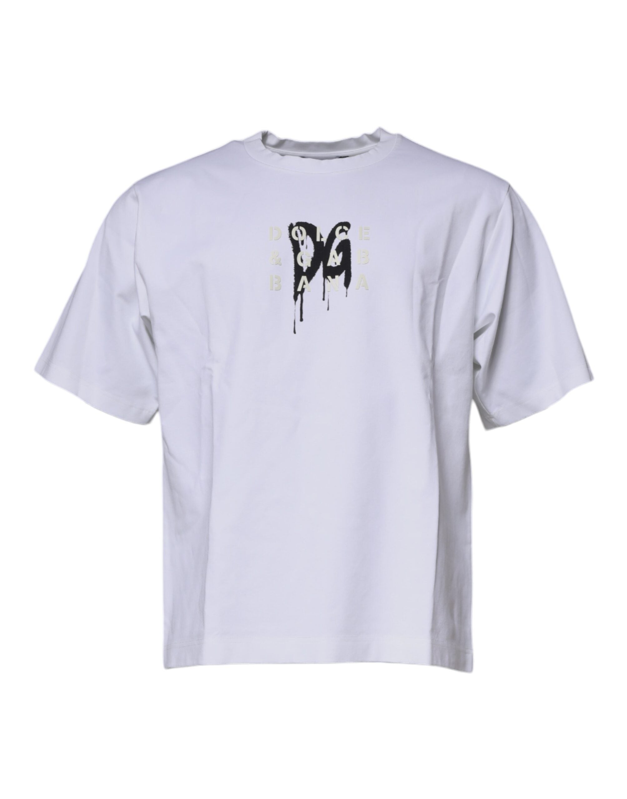 White DG Logo Cotton Crew Neck T-shirt - ventzia