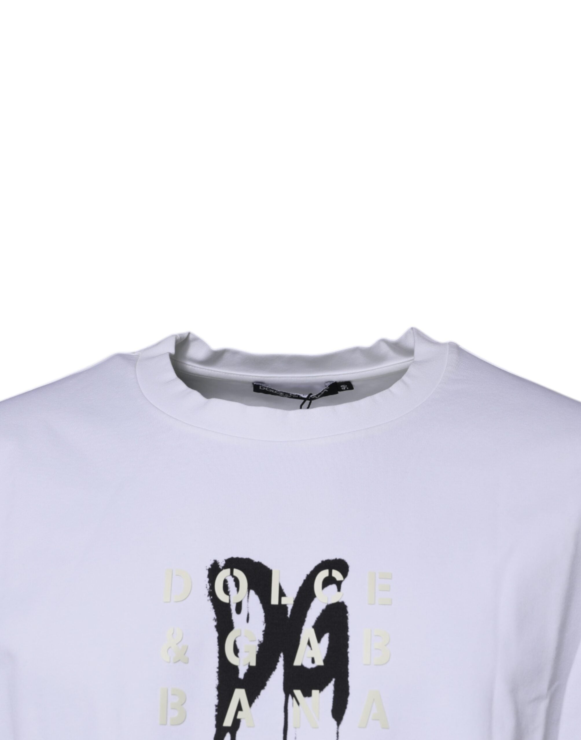 White DG Logo Cotton Crew Neck T-shirt - ventzia